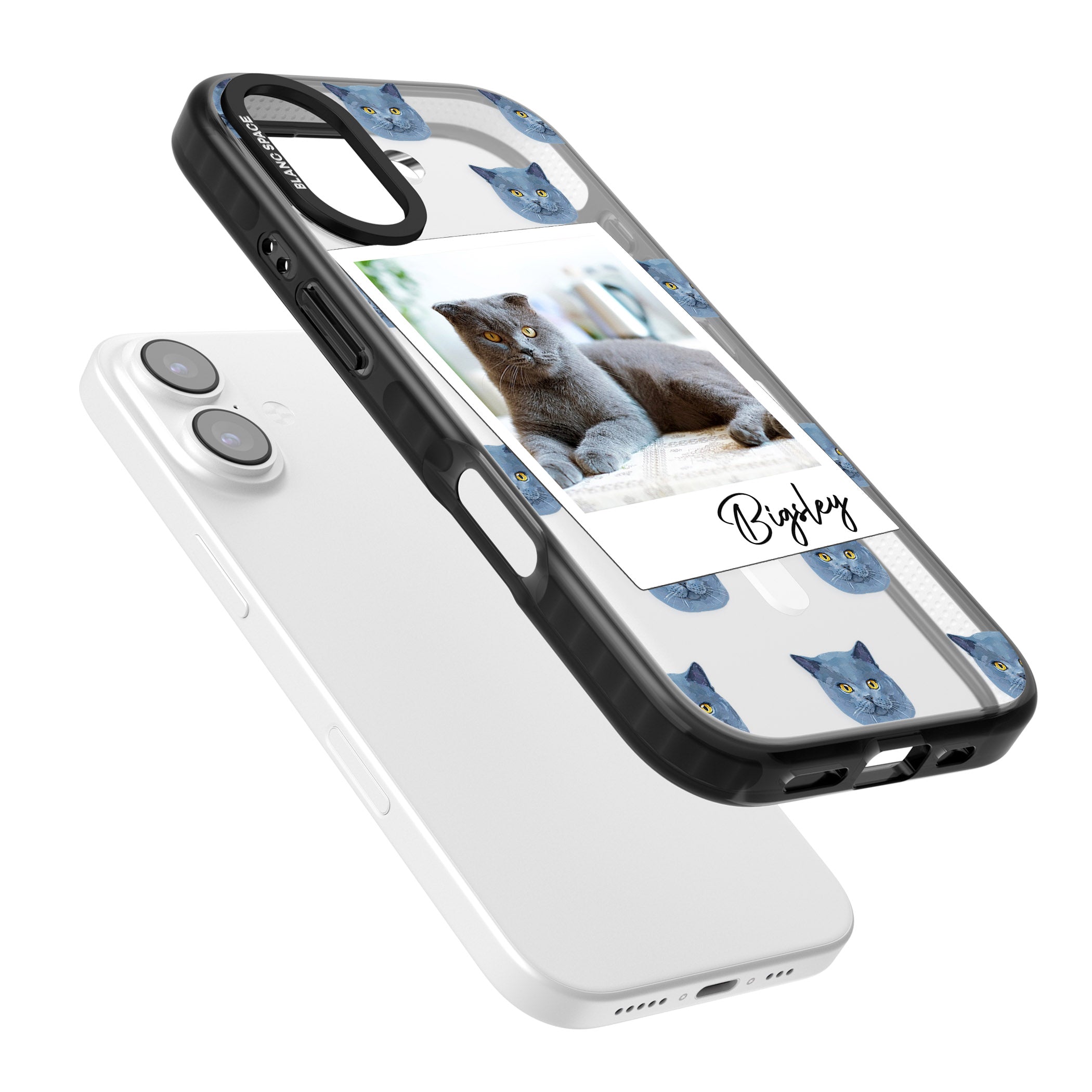 Personalised English Blue Cat Photo iPhone 17 Impact Pro Black Phone Case Colours