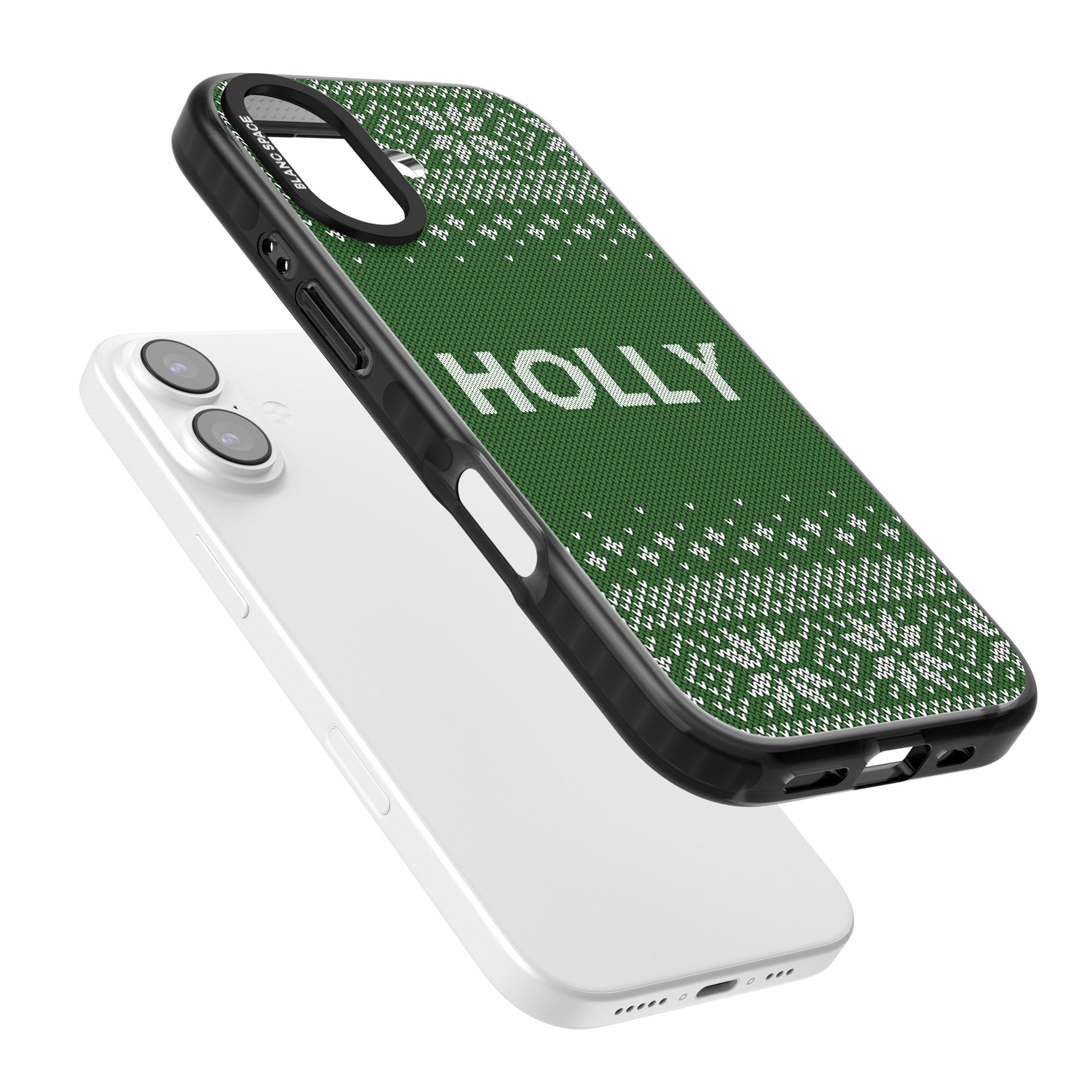 Personalised Green Christmas Knit iPhone 17 Impact Pro Black Phone Case Colours