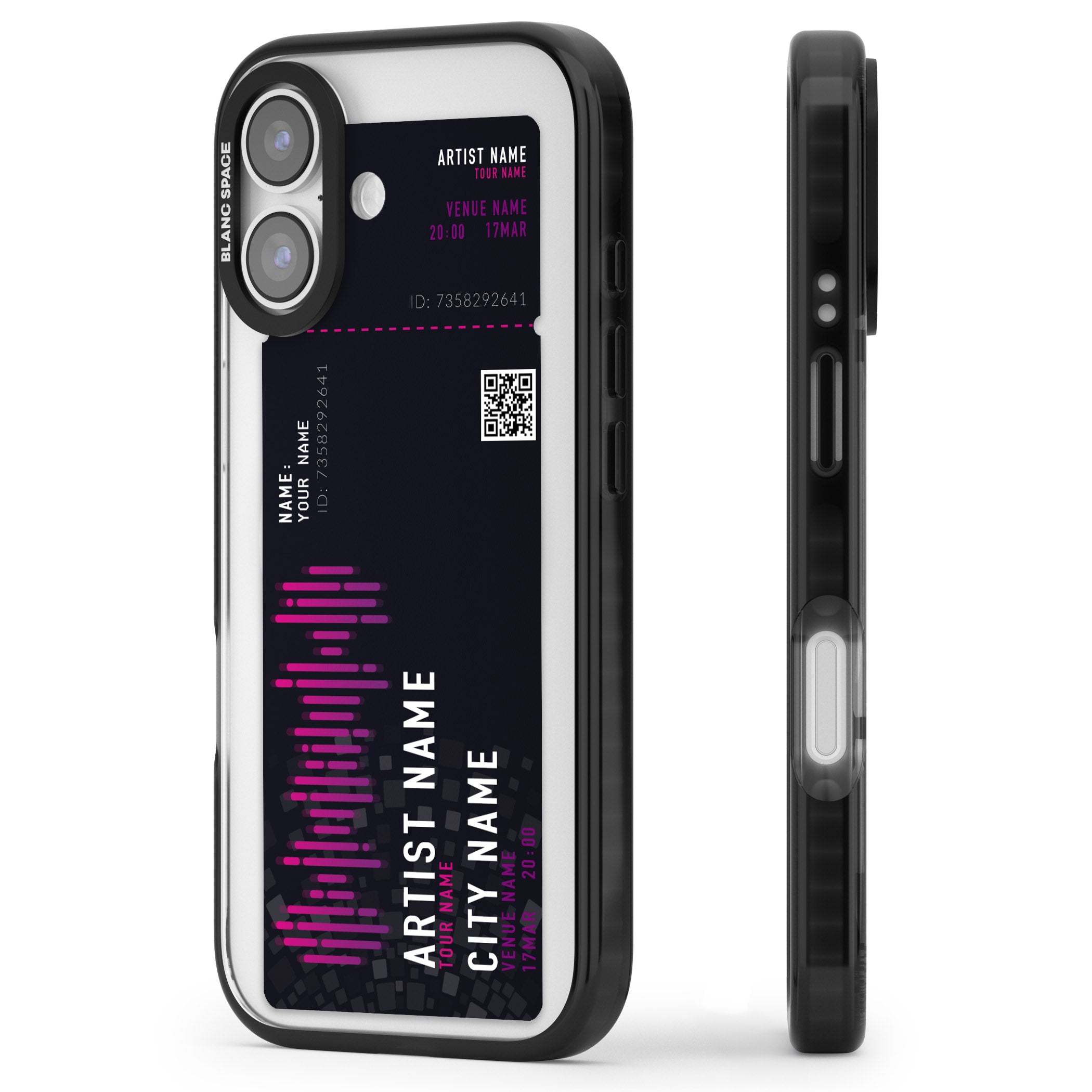 Personalised Concert Ticket iPhone 17 Impact Pro Black Phone Case Side Profile