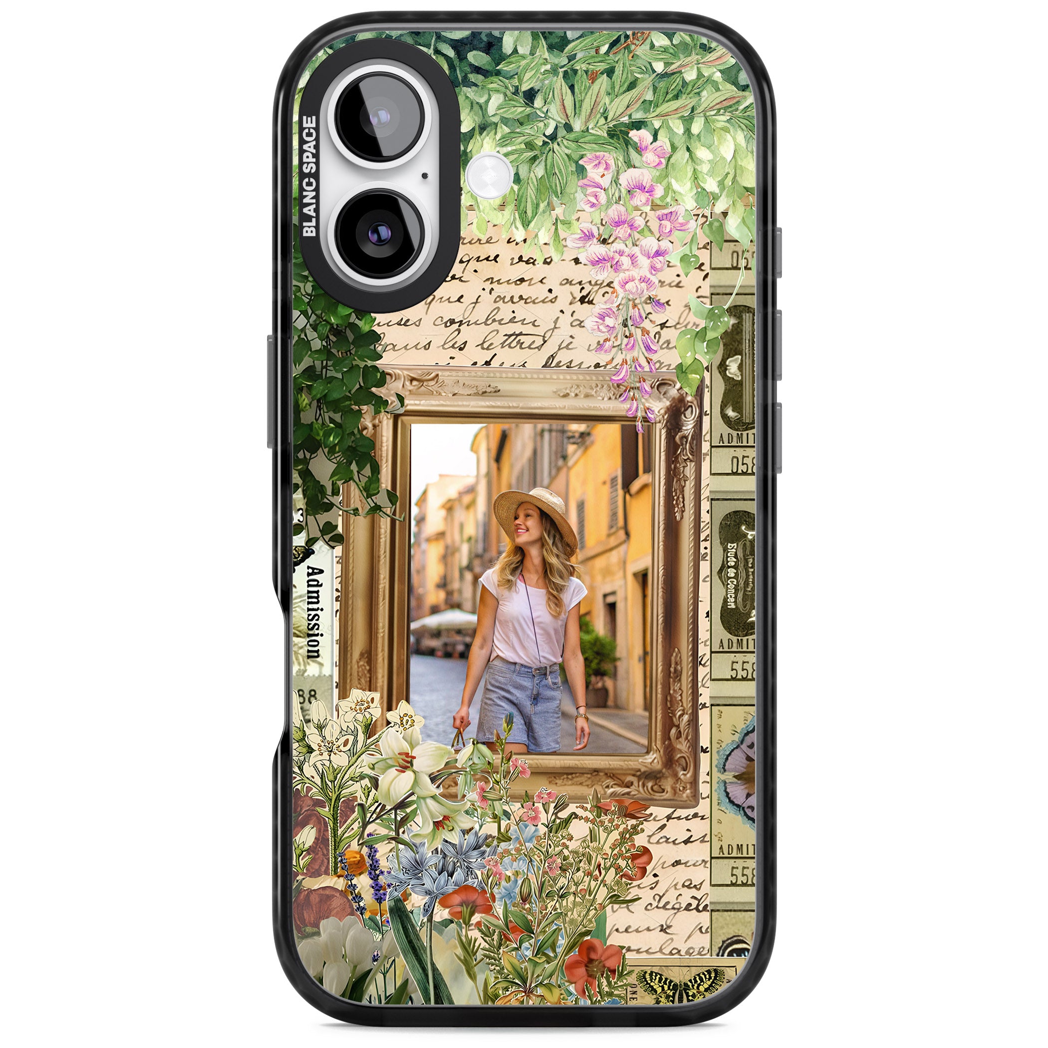 Personalised Tuscan Floral Collage Frame iPhone 17 Impact Pro Black Phone Case