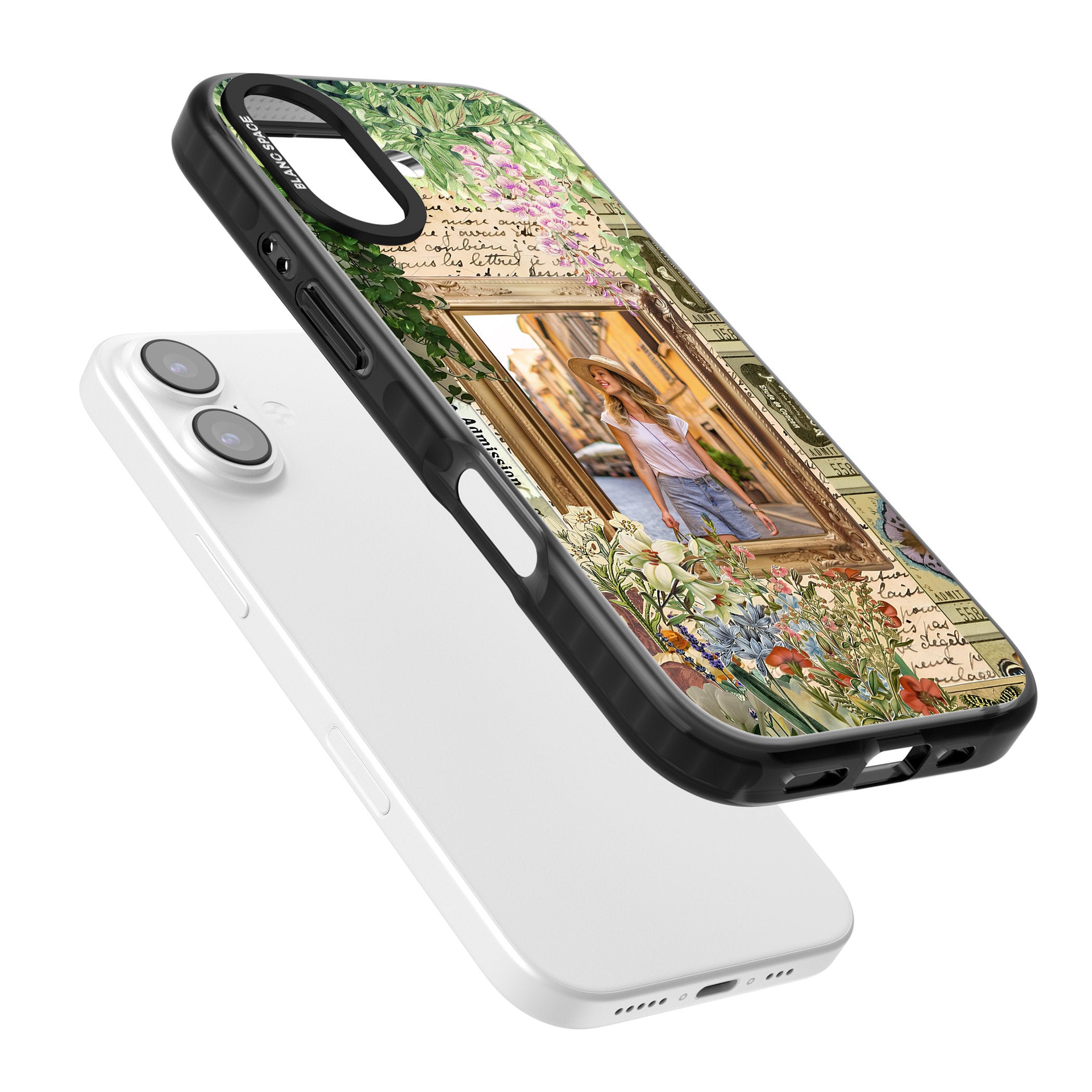 Personalised Tuscan Floral Collage Frame iPhone 17 Impact Pro Black Phone Case Colours