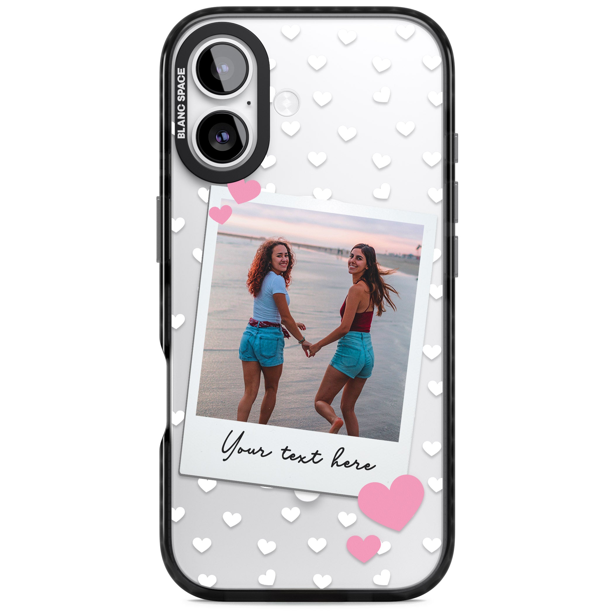 Personalised Hearts Instant Camera Photo iPhone 17 Impact Pro Black Phone Case