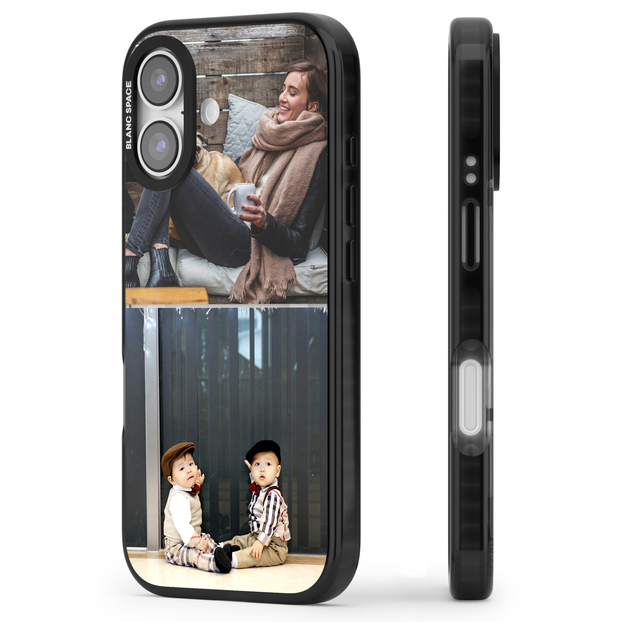 Personalised 2 Photo Grid iPhone 17 Impact Pro Black Phone Case Side Profile