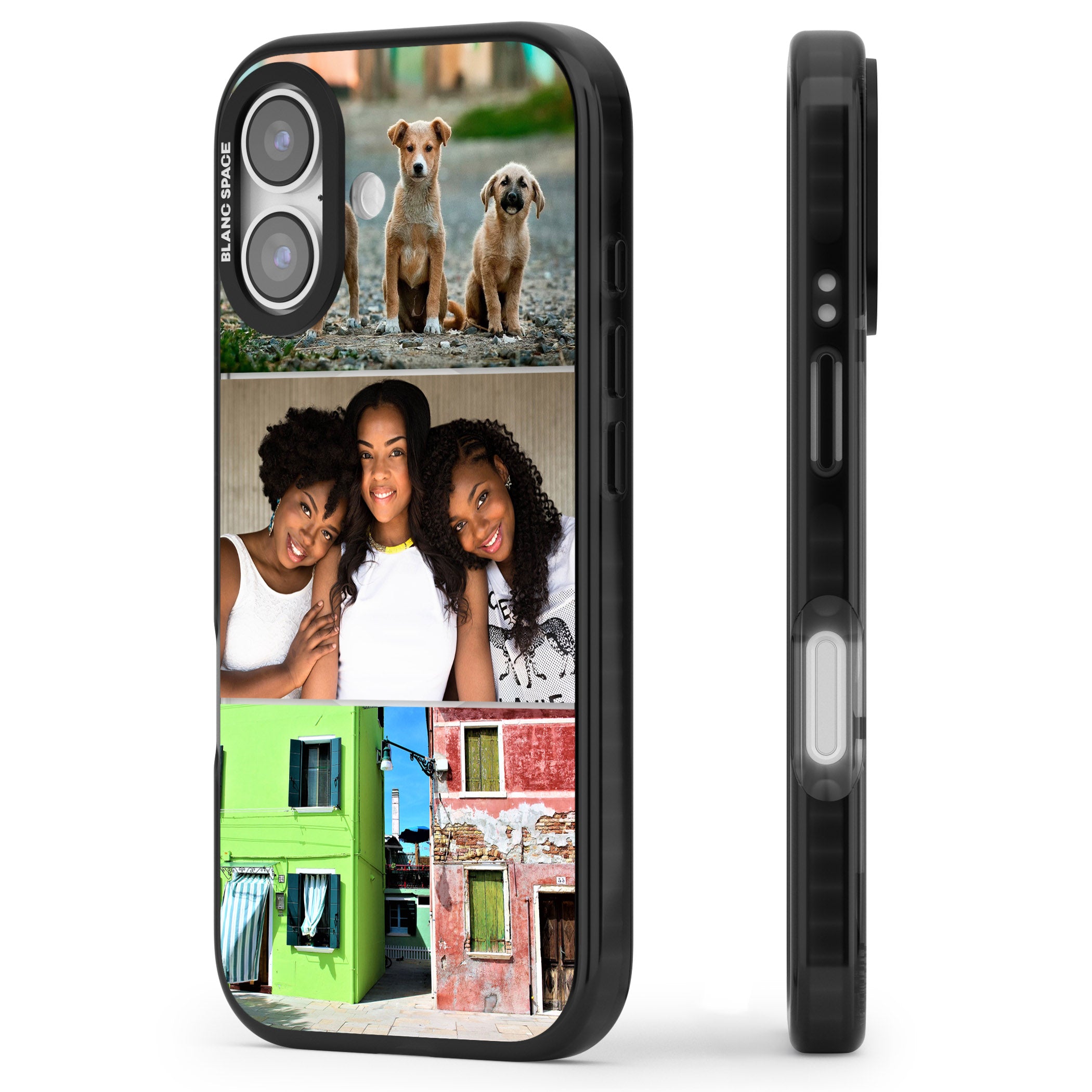 Personalised 3 Photo Grid iPhone 17 Impact Pro Black Phone Case Side Profile
