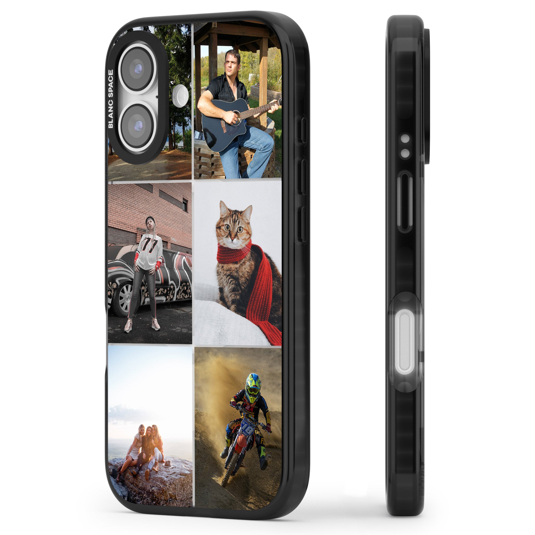 Personalised 6 Photo Grid iPhone 17 Impact Pro Black Phone Case Side Profile