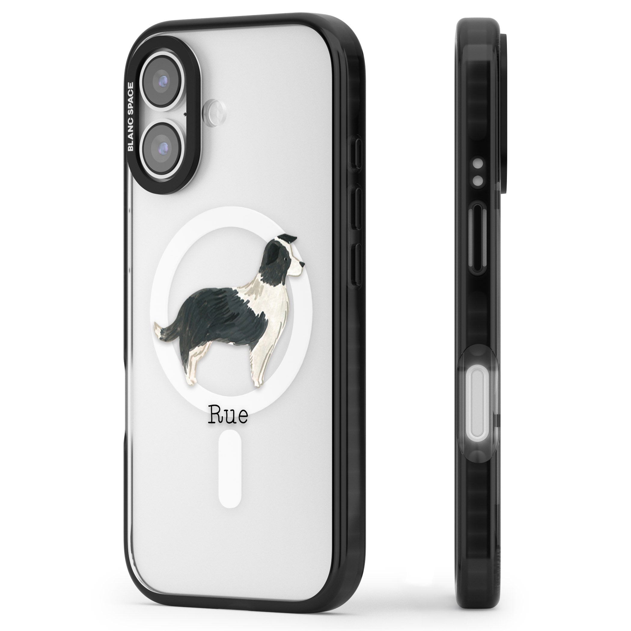 Personalised Border Collie iPhone 17 Impact Pro Black Phone Case Side Profile