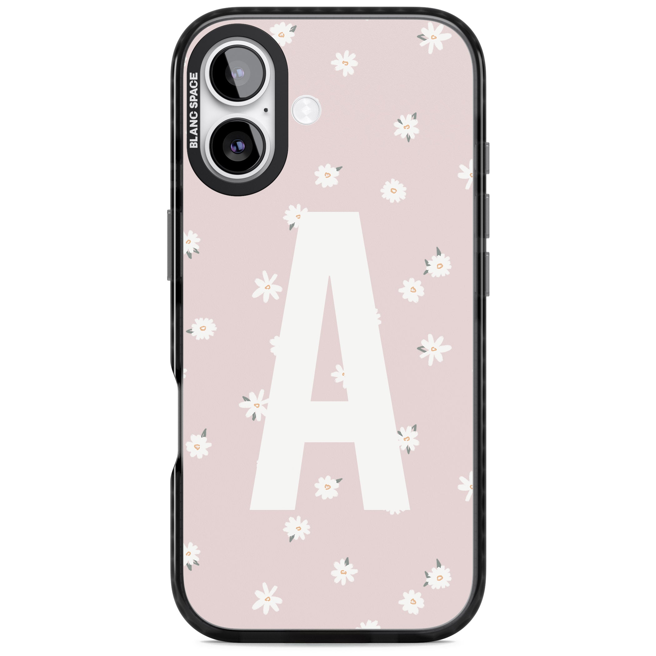 Personalised Pink Daisy Initial iPhone 17 Impact Pro Black Phone Case