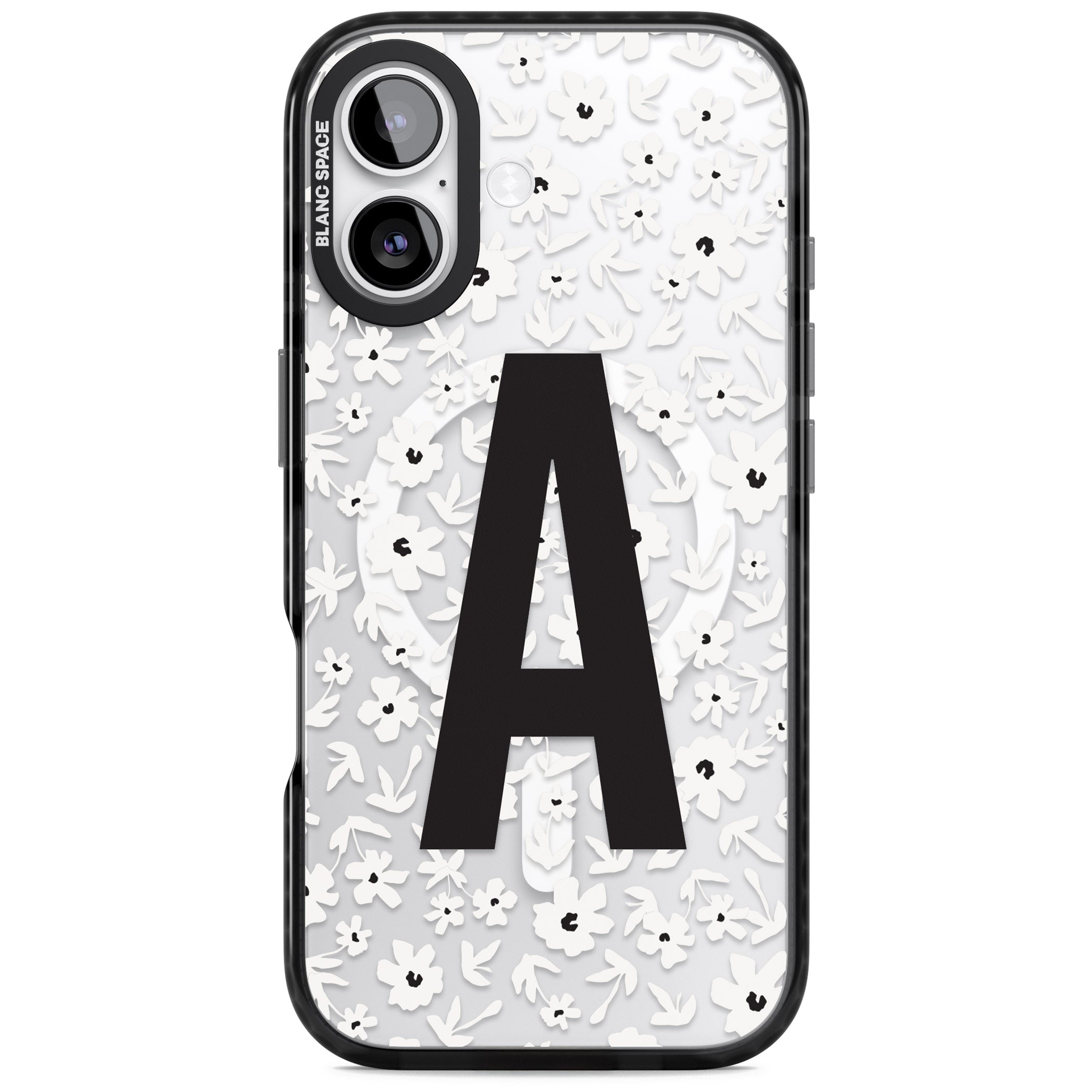 Personalised Bold Initial Floral iPhone 17 Impact Pro Black Phone Case