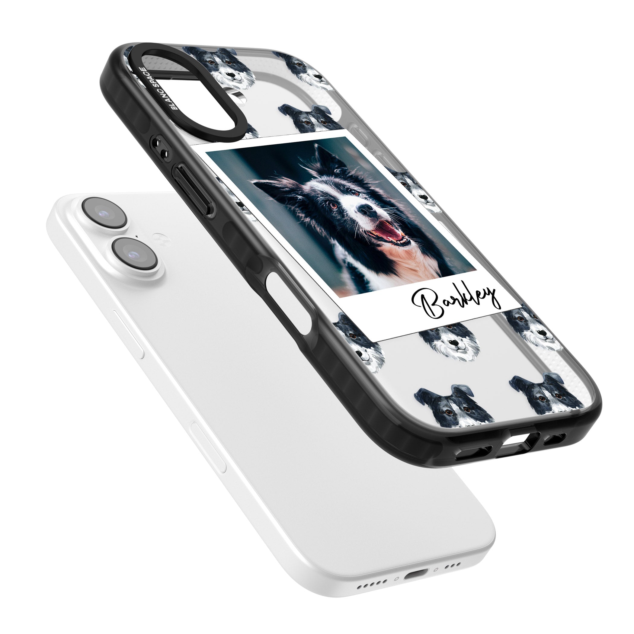 Personalised Border Collie Instant Camera Photo iPhone 17 Impact Pro Black Phone Case Colours
