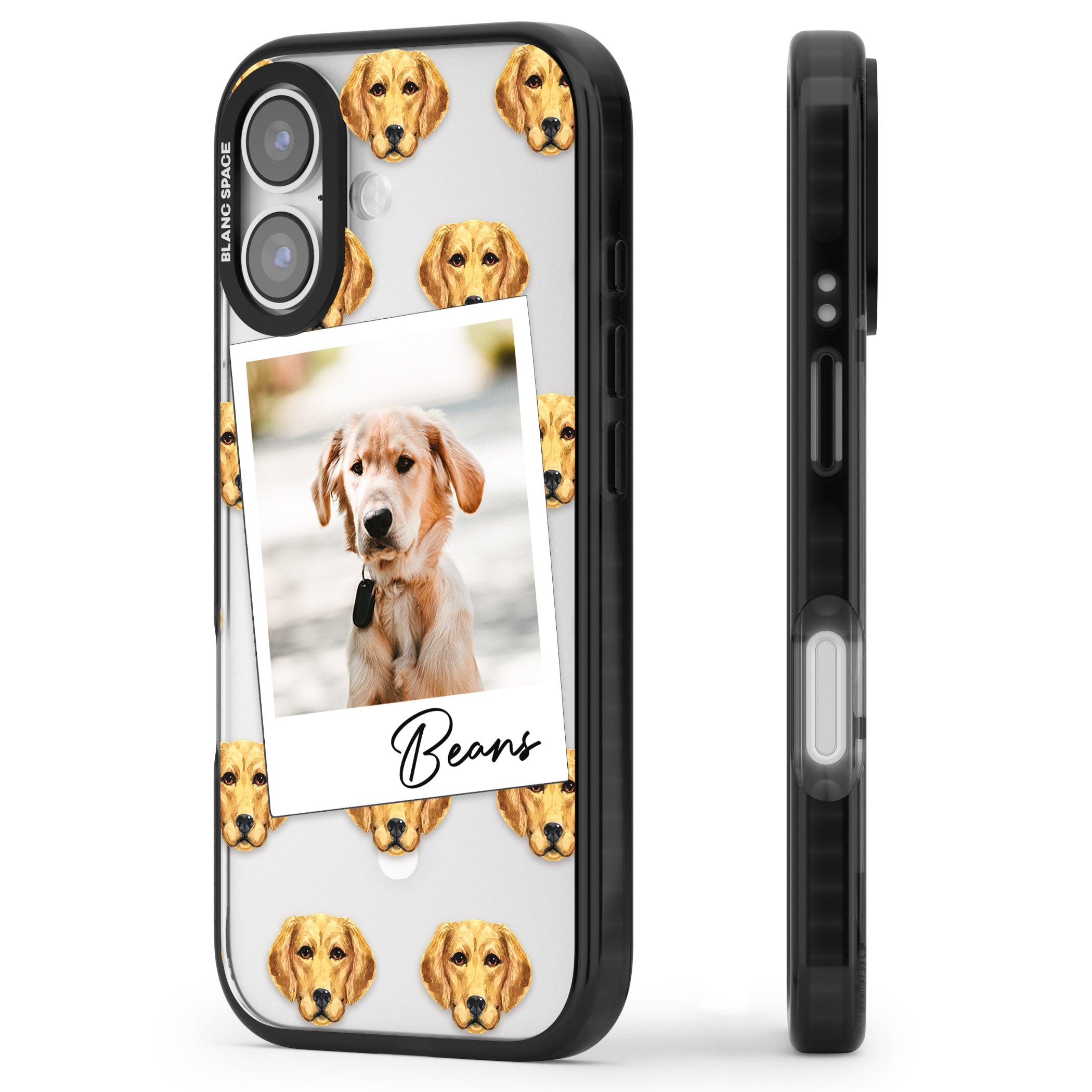 Personalised Labrador Instant Camera Photo iPhone 17 Impact Pro Black Phone Case Side Profile