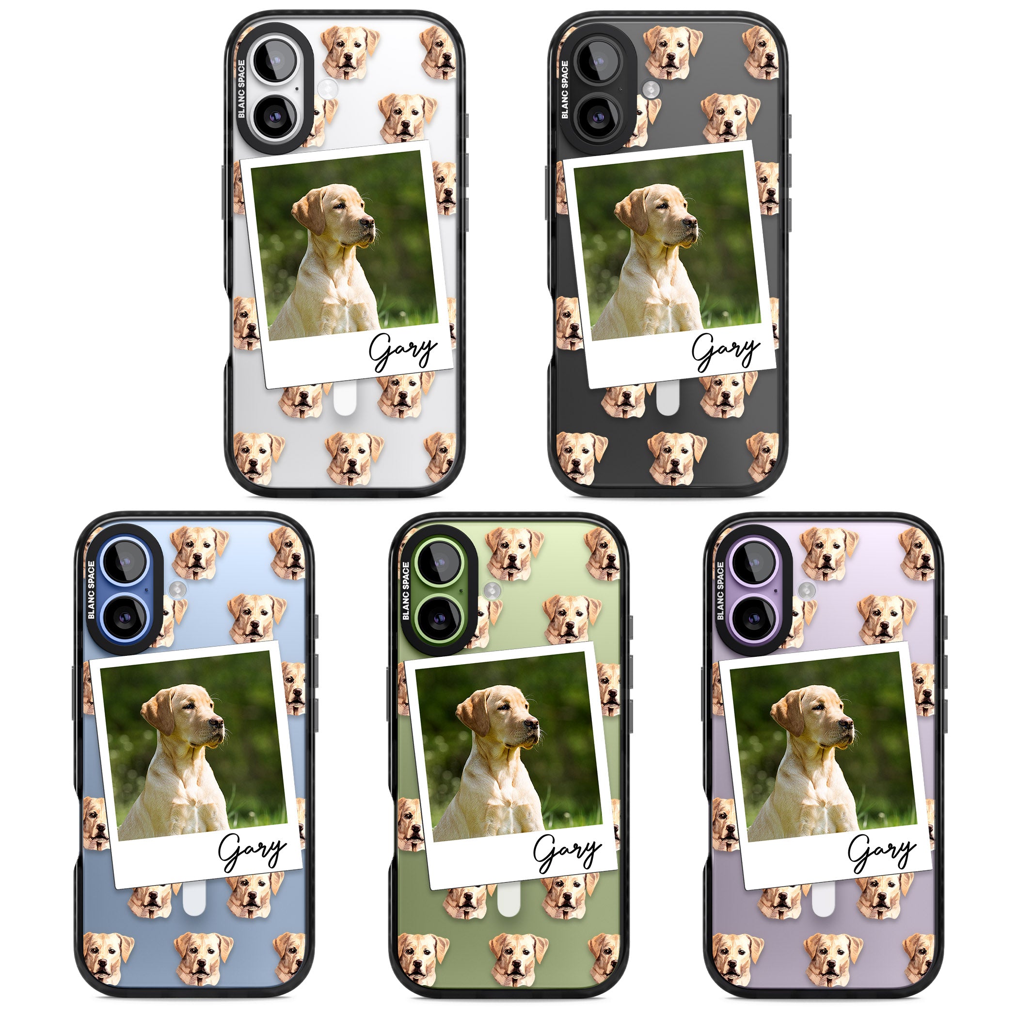 Personalised Tan Black Labrador Instant Camera Photo iPhone 17 Impact Pro Black Phone Case APT Impact Protection
