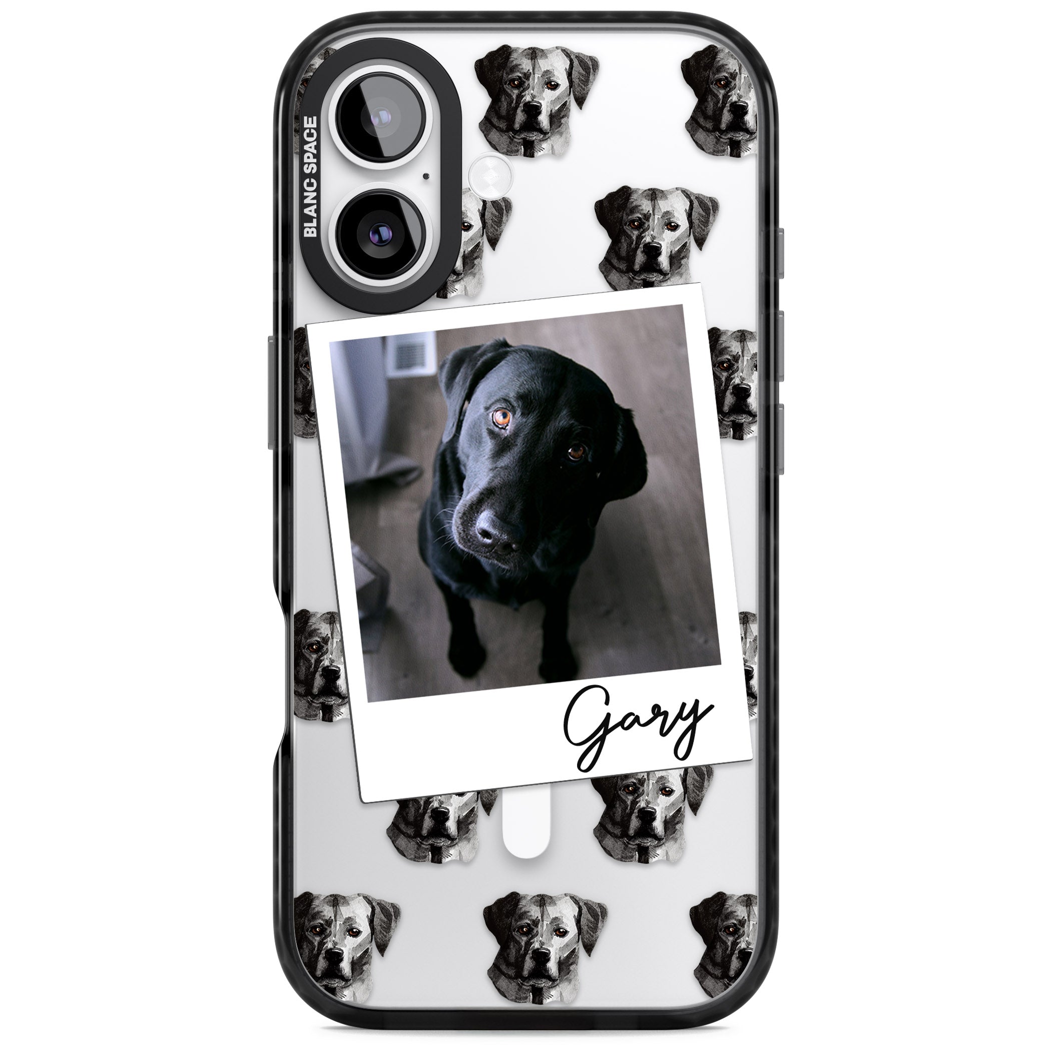 Personalised Black Labrador Instant Camera Photo iPhone 17 Impact Pro Black Phone Case