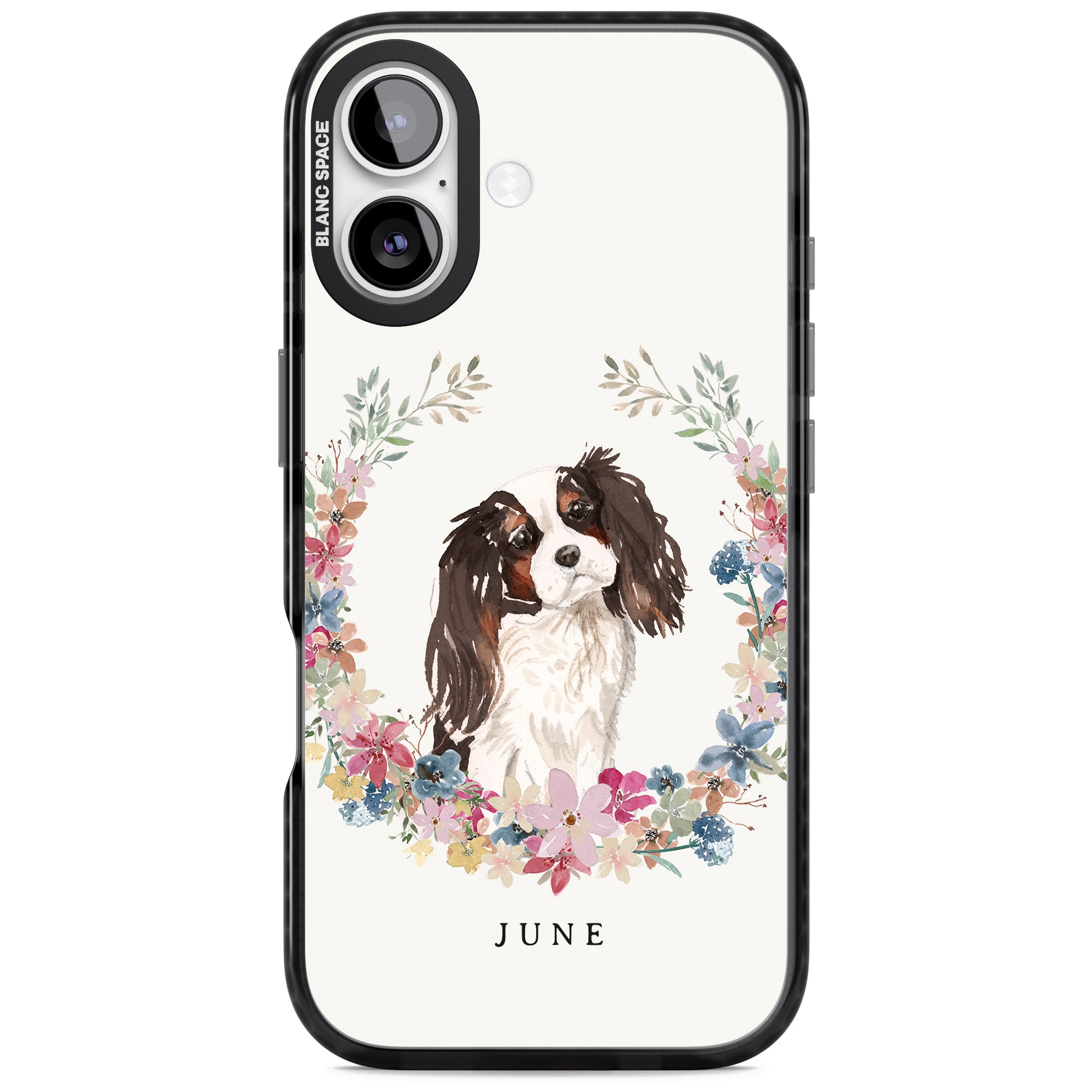 Personalised King Charles Floral Portrait iPhone 17 Impact Pro Black Phone Case
