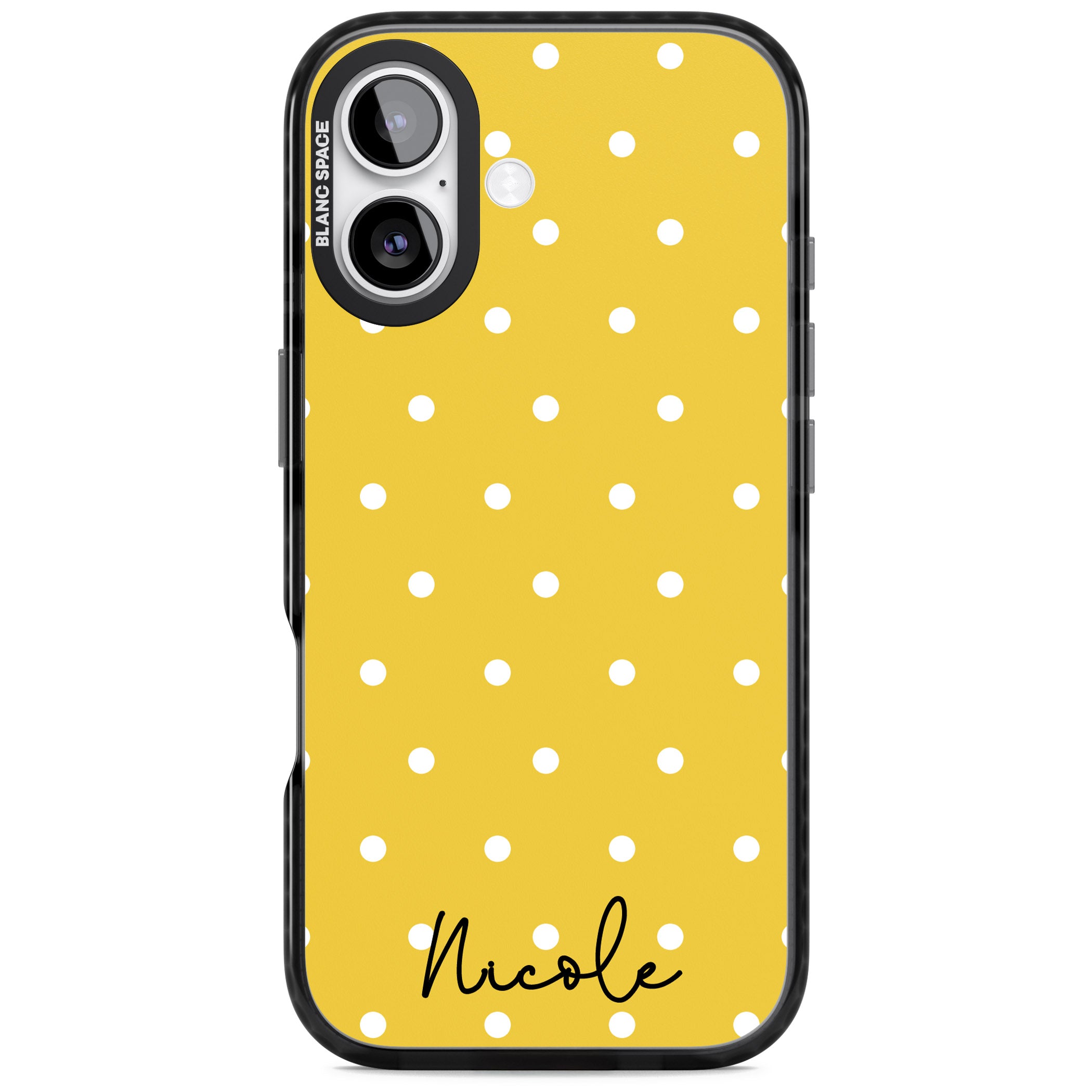 Personalised Yellow Polka Dot iPhone 17 Impact Pro Black Phone Case