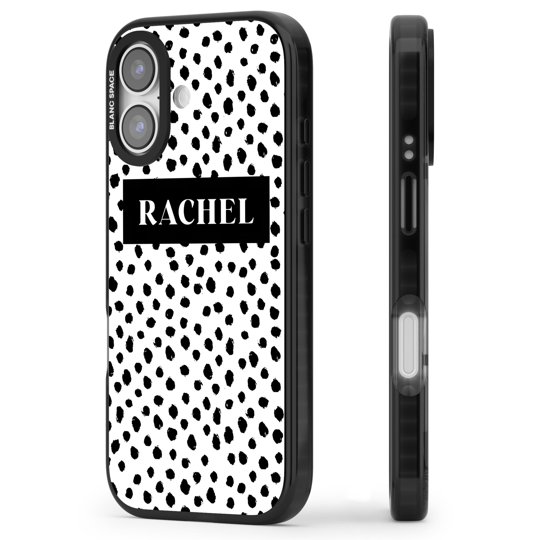 Personalised Black Dots iPhone 17 Impact Pro Black Phone Case Side Profile