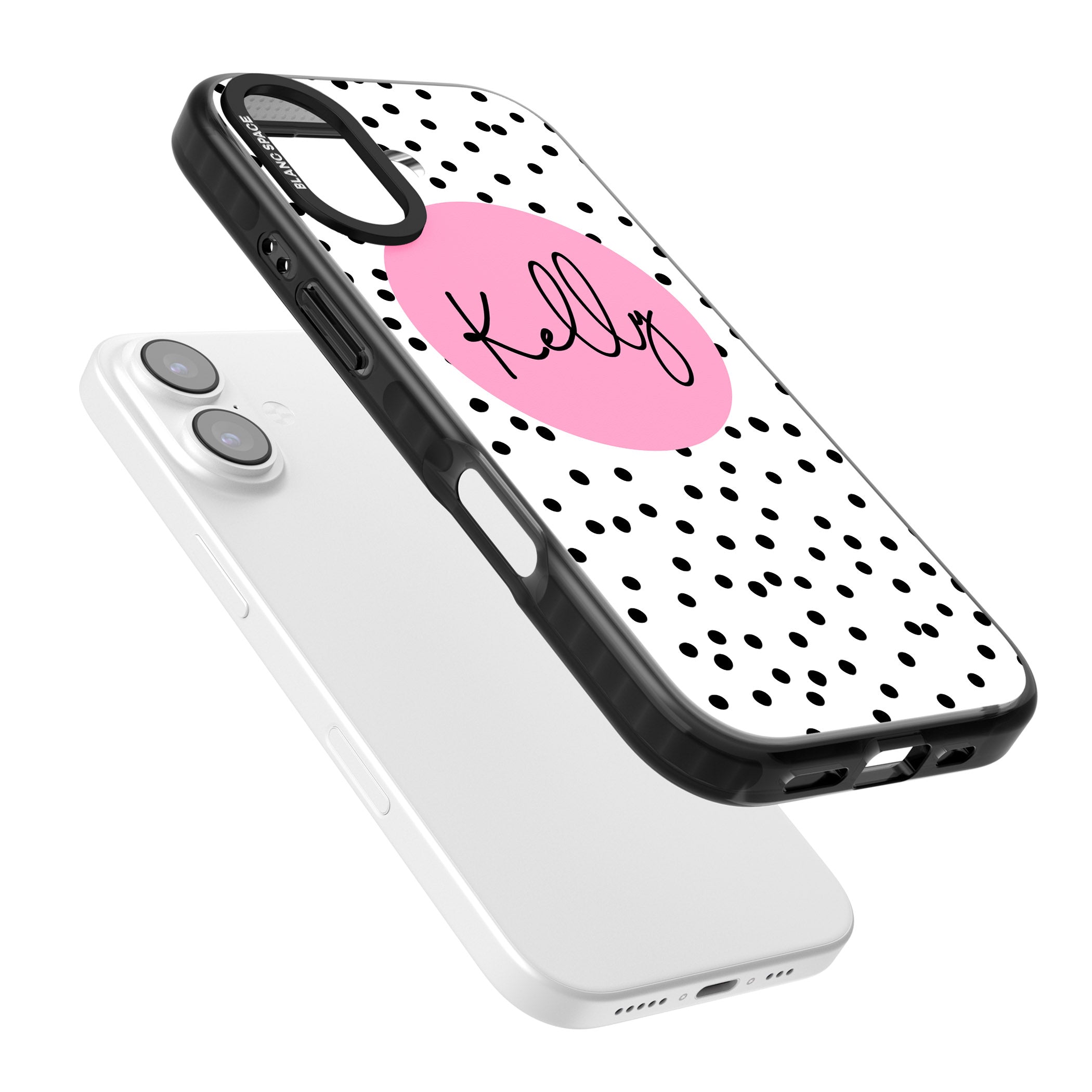 Personalised Pink Circle & Dots iPhone 17 Impact Pro Black Phone Case Colours