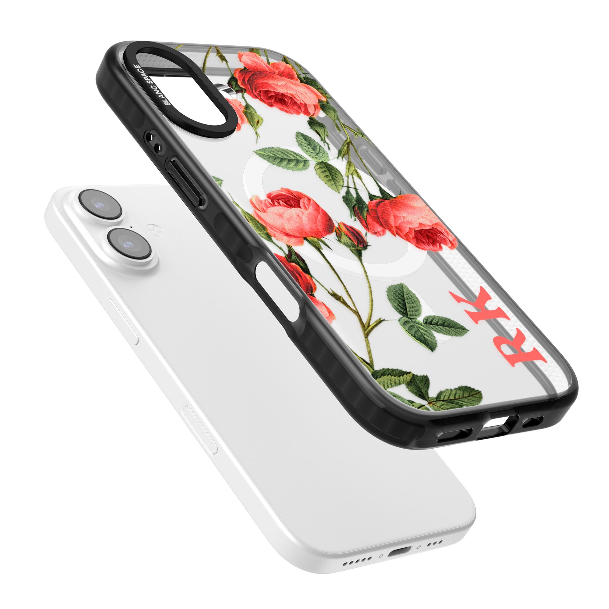 Personalised Vintage Floral Rose iPhone 17 Impact Pro Black Phone Case Colours