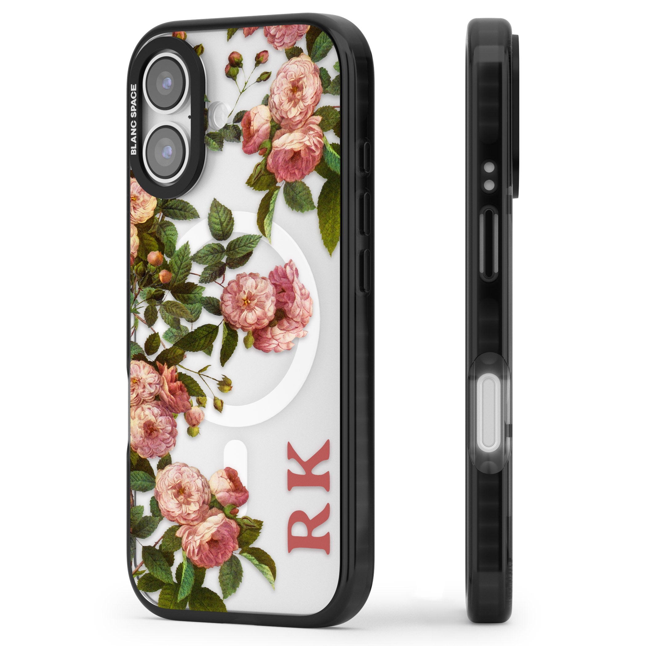 Personalised Vintage Floral Garden iPhone 17 Impact Pro Black Phone Case Side Profile