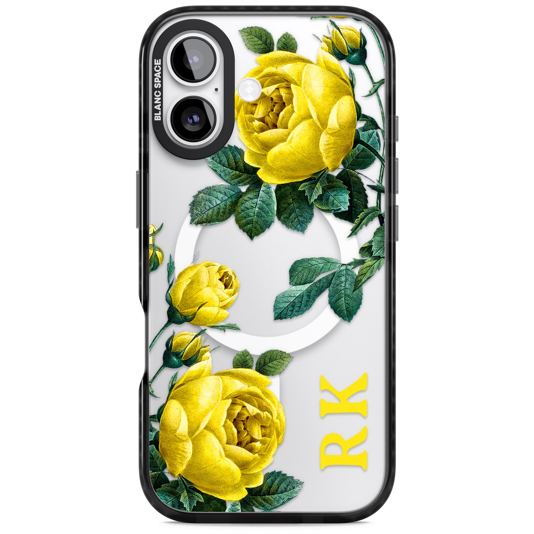 Personalised Vintage Floral Yellow Roses iPhone 17 Impact Pro Black Phone Case