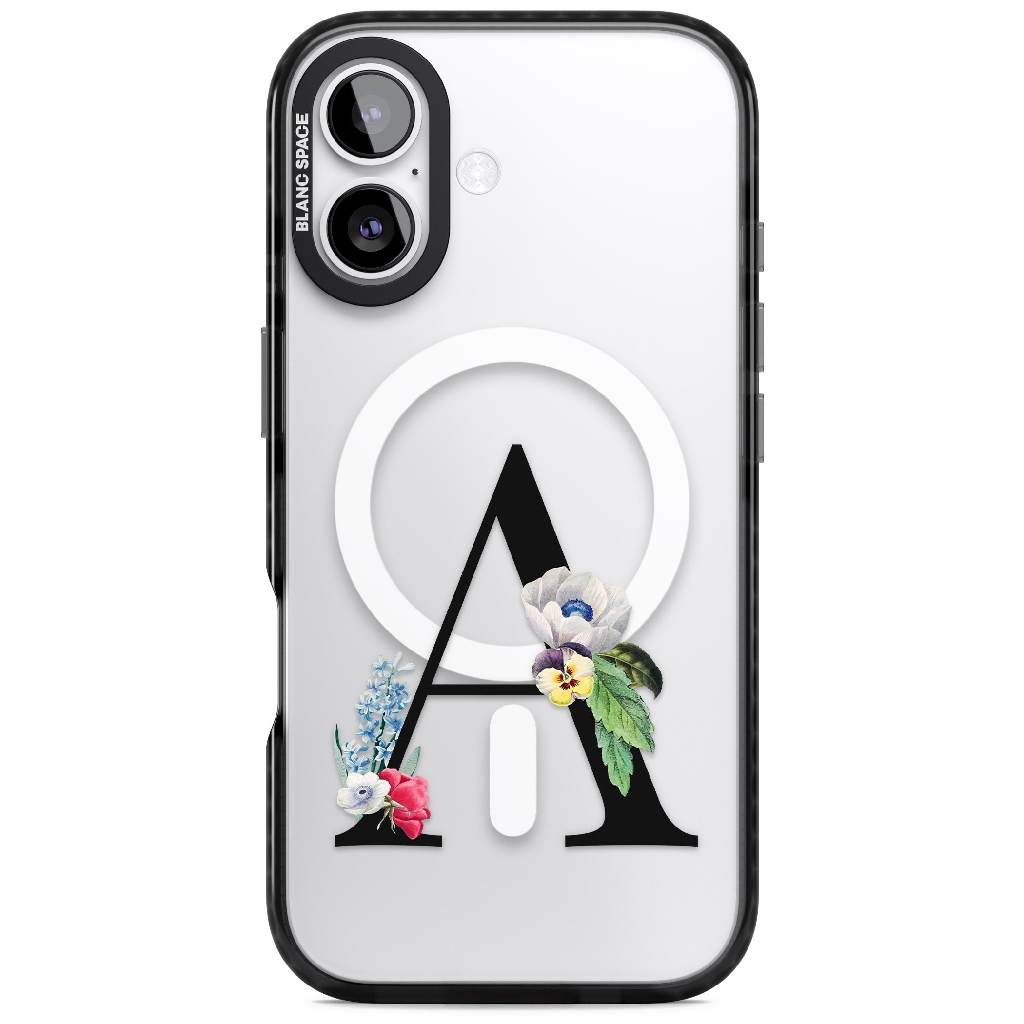 Personalised Floral Initial iPhone 17 Impact Pro Black Phone Case