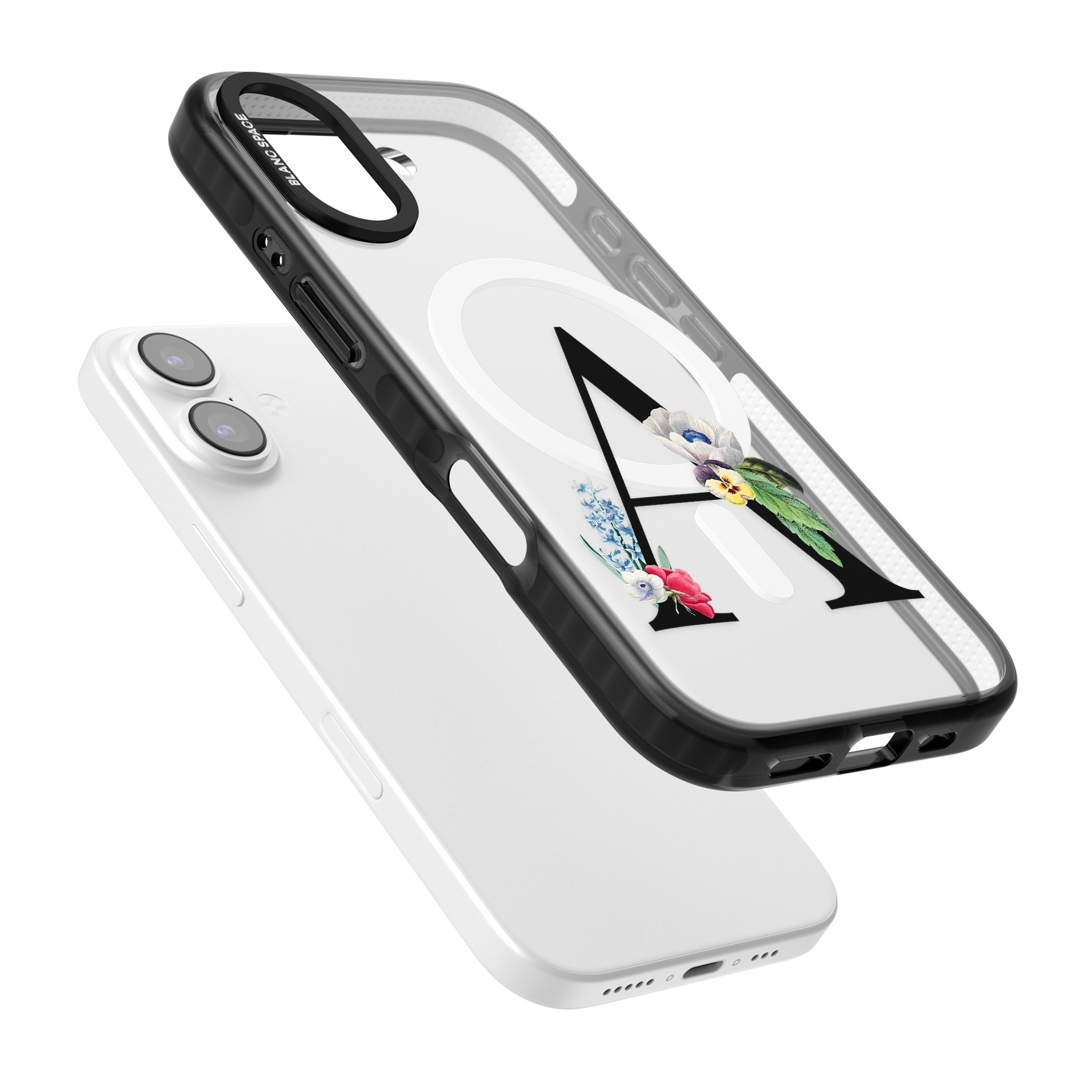 Personalised Floral Initial iPhone 17 Impact Pro Black Phone Case Colours