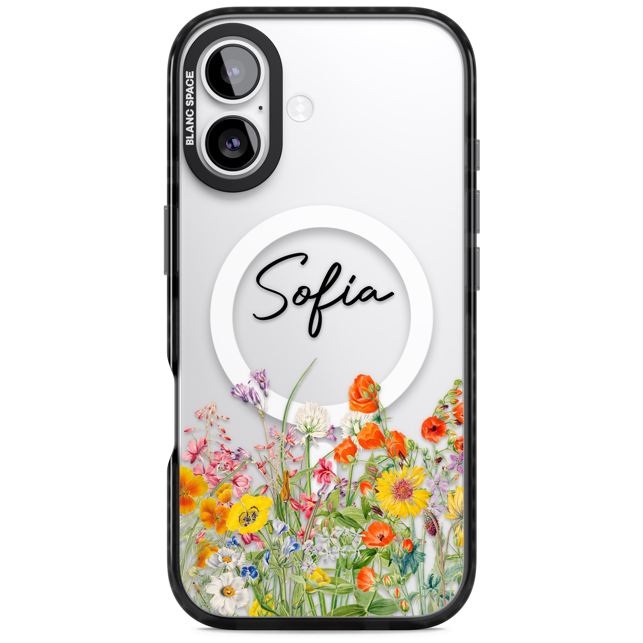 Personalised Summer Wildflowers iPhone 17 Impact Pro Black Phone Case