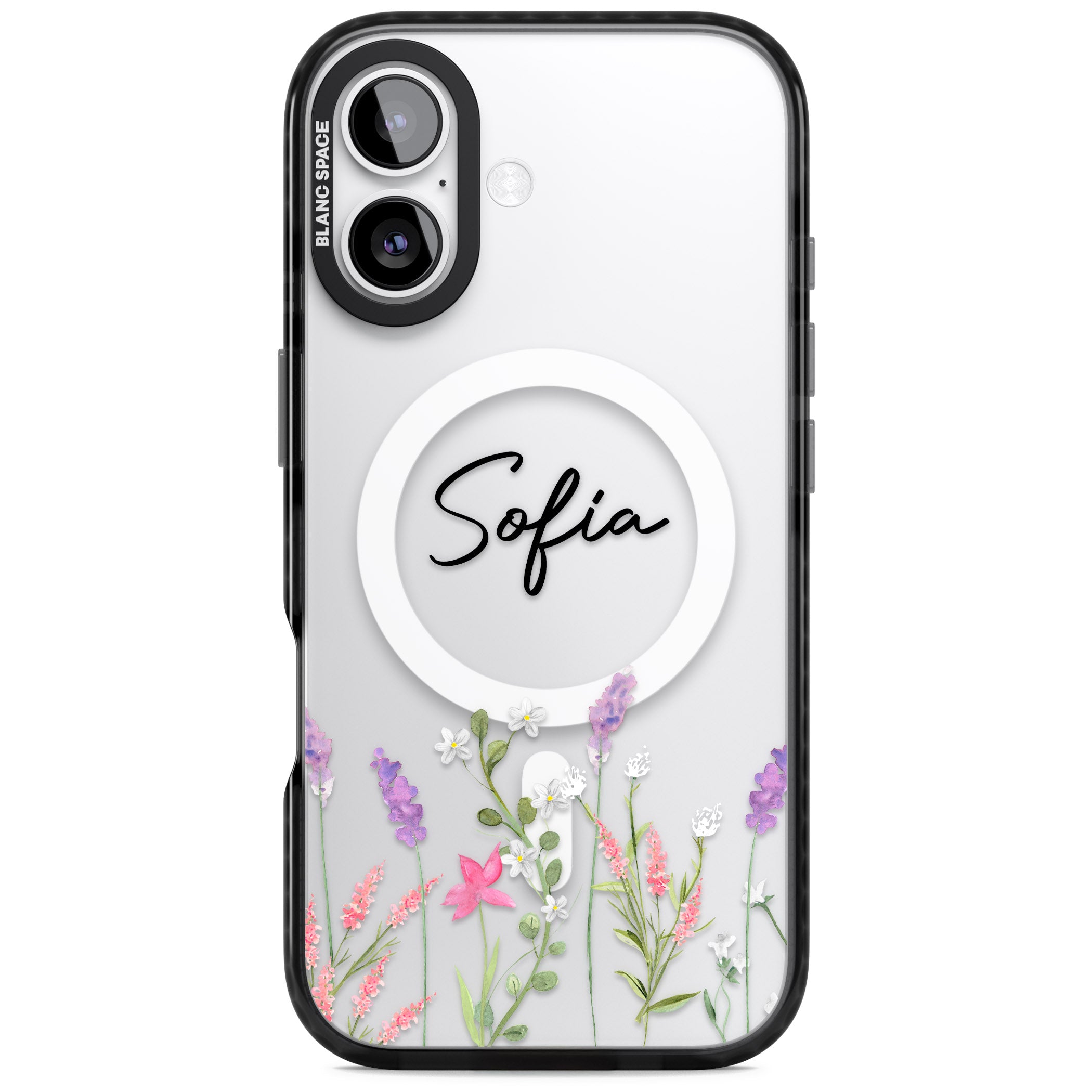 Personalised Lavender Wildflowers iPhone 17 Impact Pro Black Phone Case