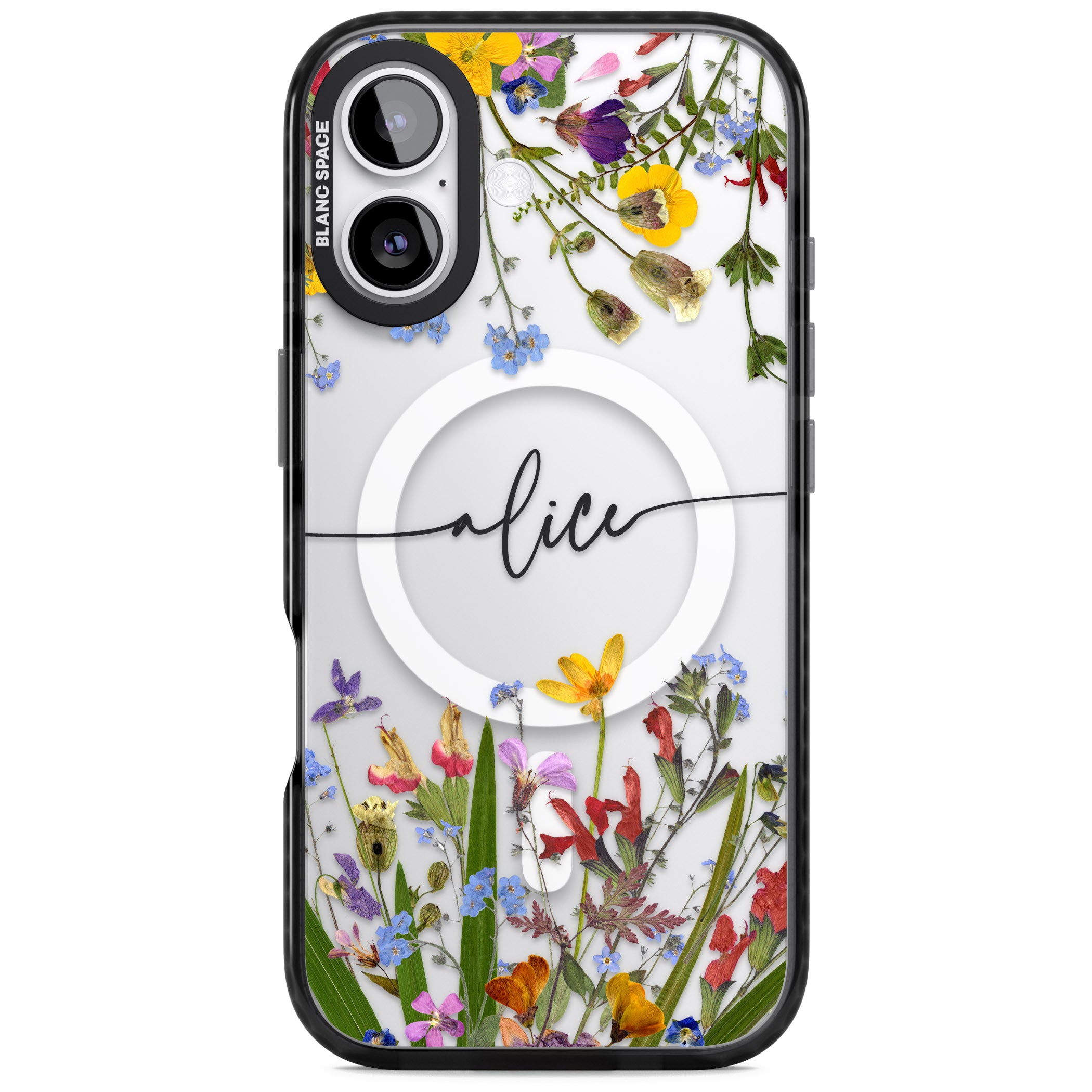 Personalised Wildflower Floral iPhone 17 Impact Pro Black Phone Case