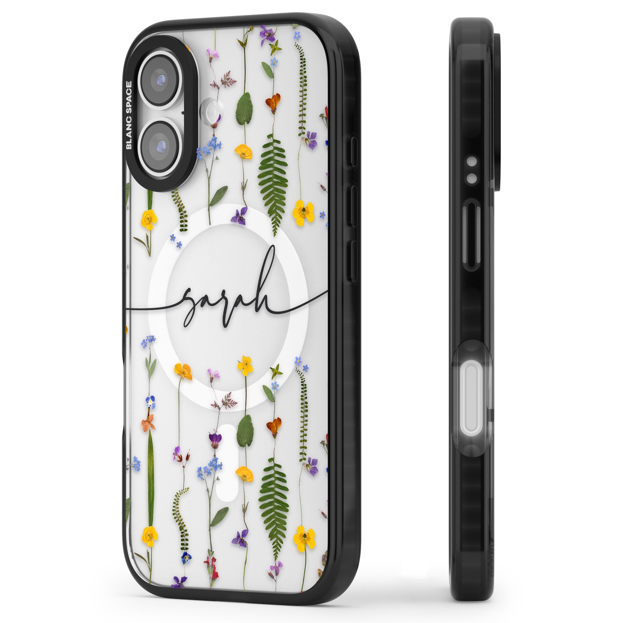 Personalised Wildflower Chain iPhone 17 Impact Pro Black Phone Case Side Profile