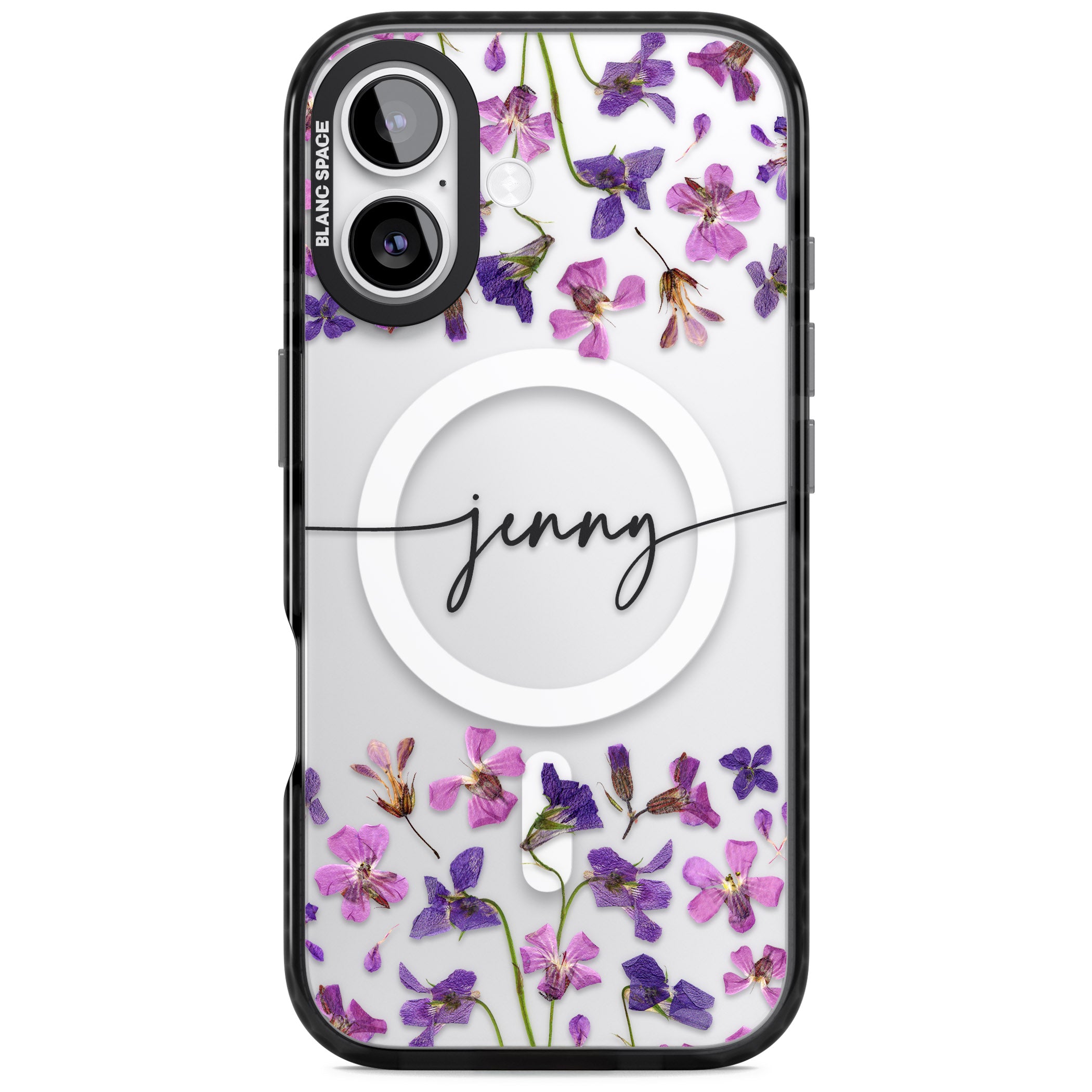 Personalised Purple Violets iPhone 17 Impact Pro Black Phone Case