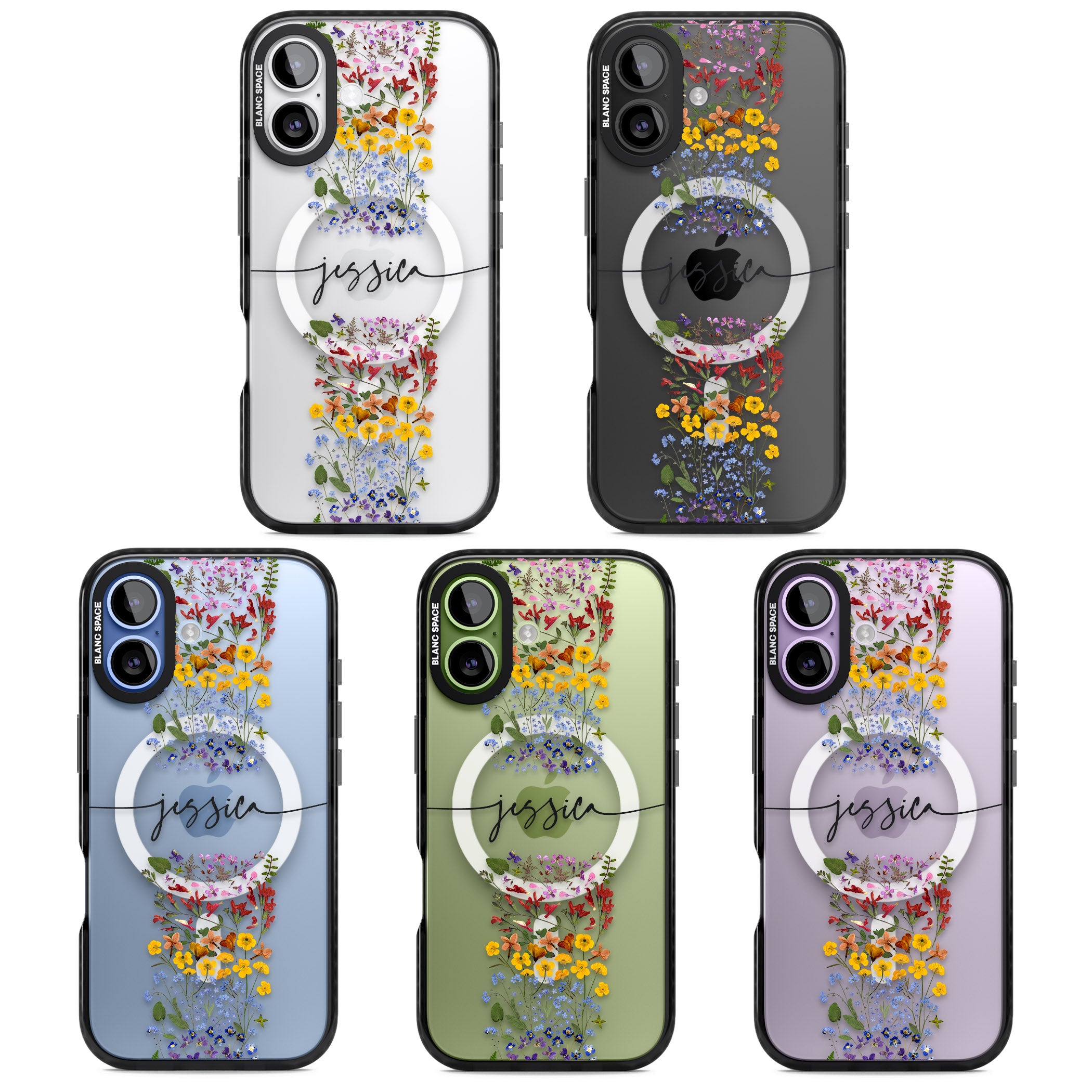 Personalised Wildflower Stripe iPhone 17 Impact Pro Black Phone Case APT Impact Protection