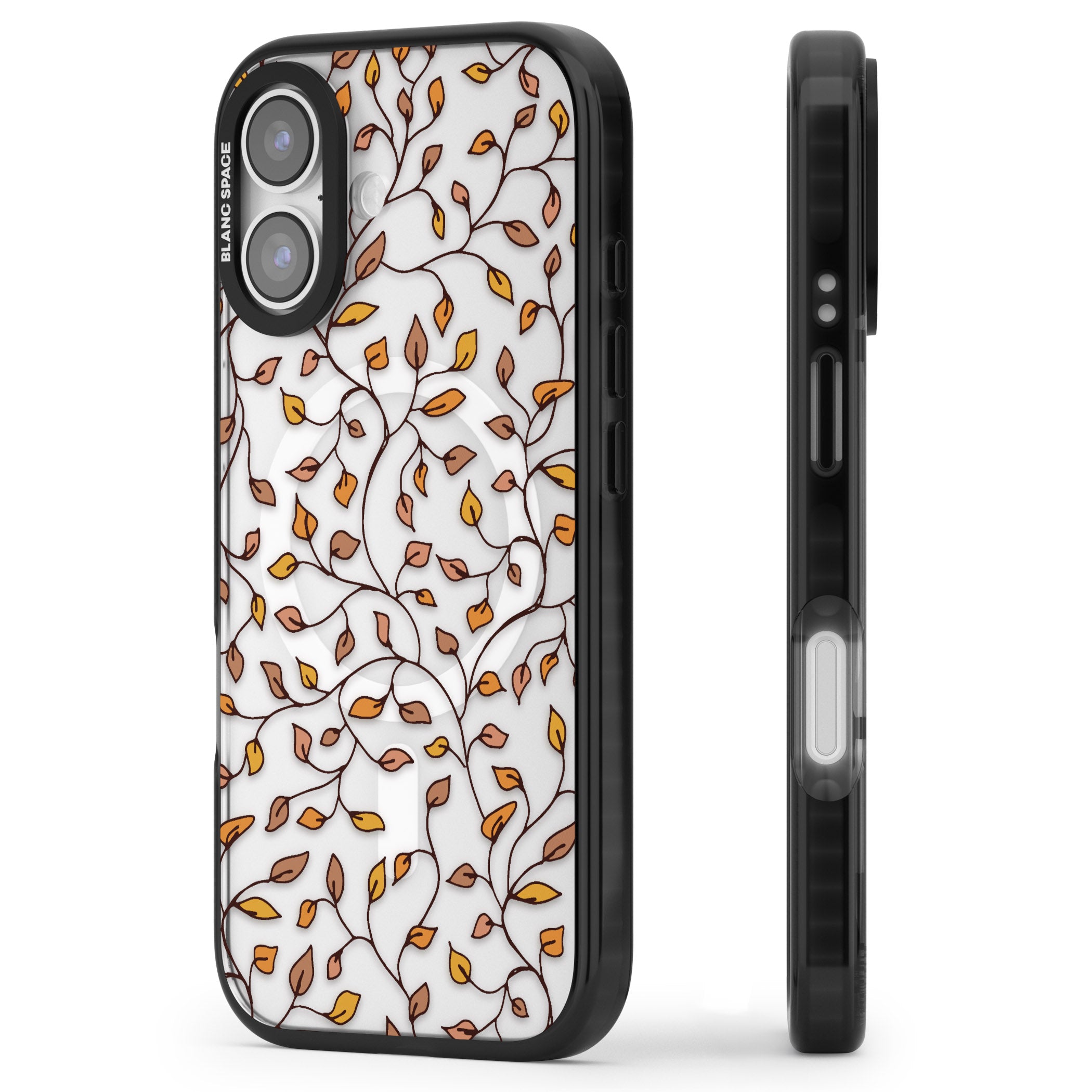 Personalised Autumn Leaves Pattern iPhone 17 Impact Pro Black Phone Case Side Profile