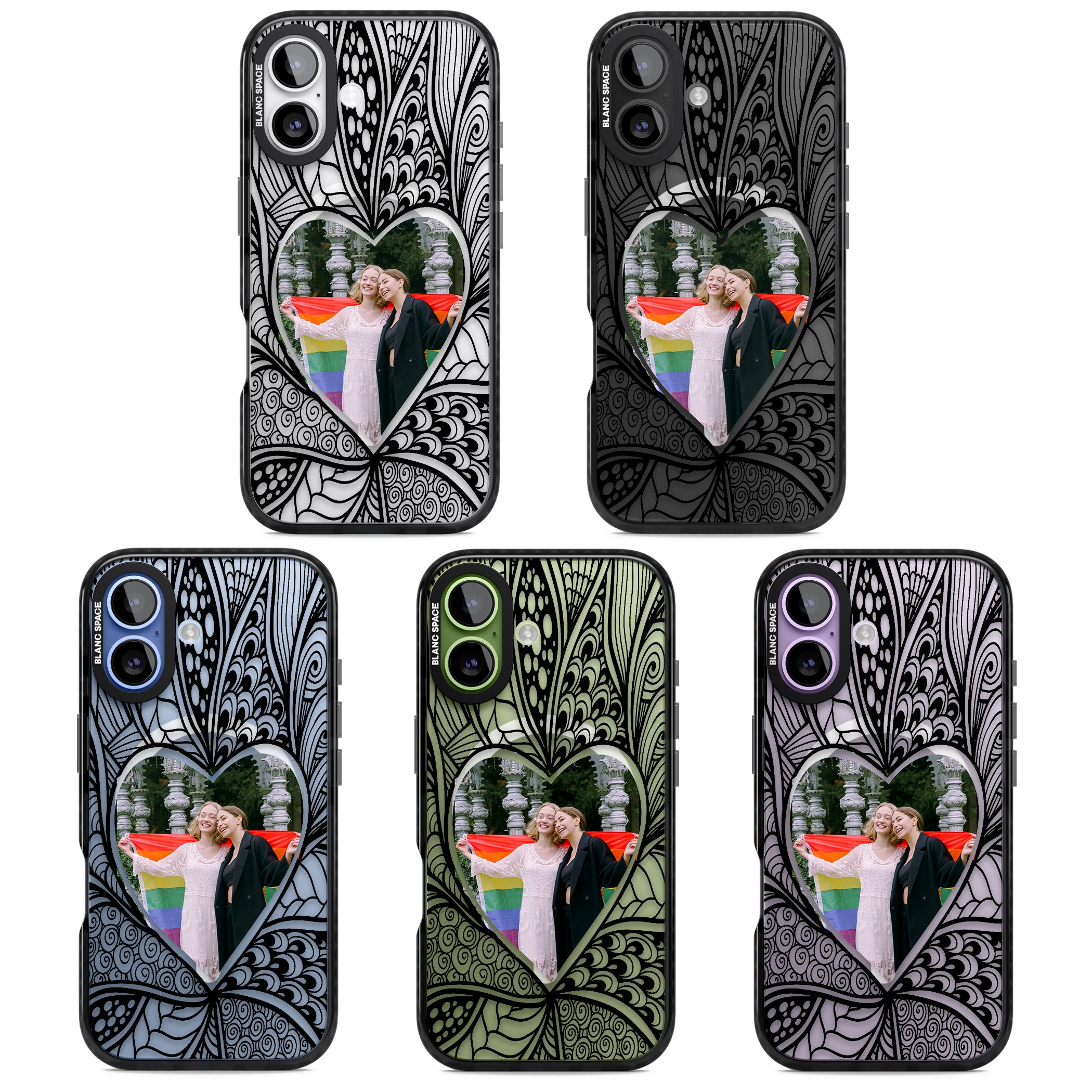 Personalised Henna Heart Photo Case iPhone 17 Impact Pro Black Phone Case APT Impact Protection