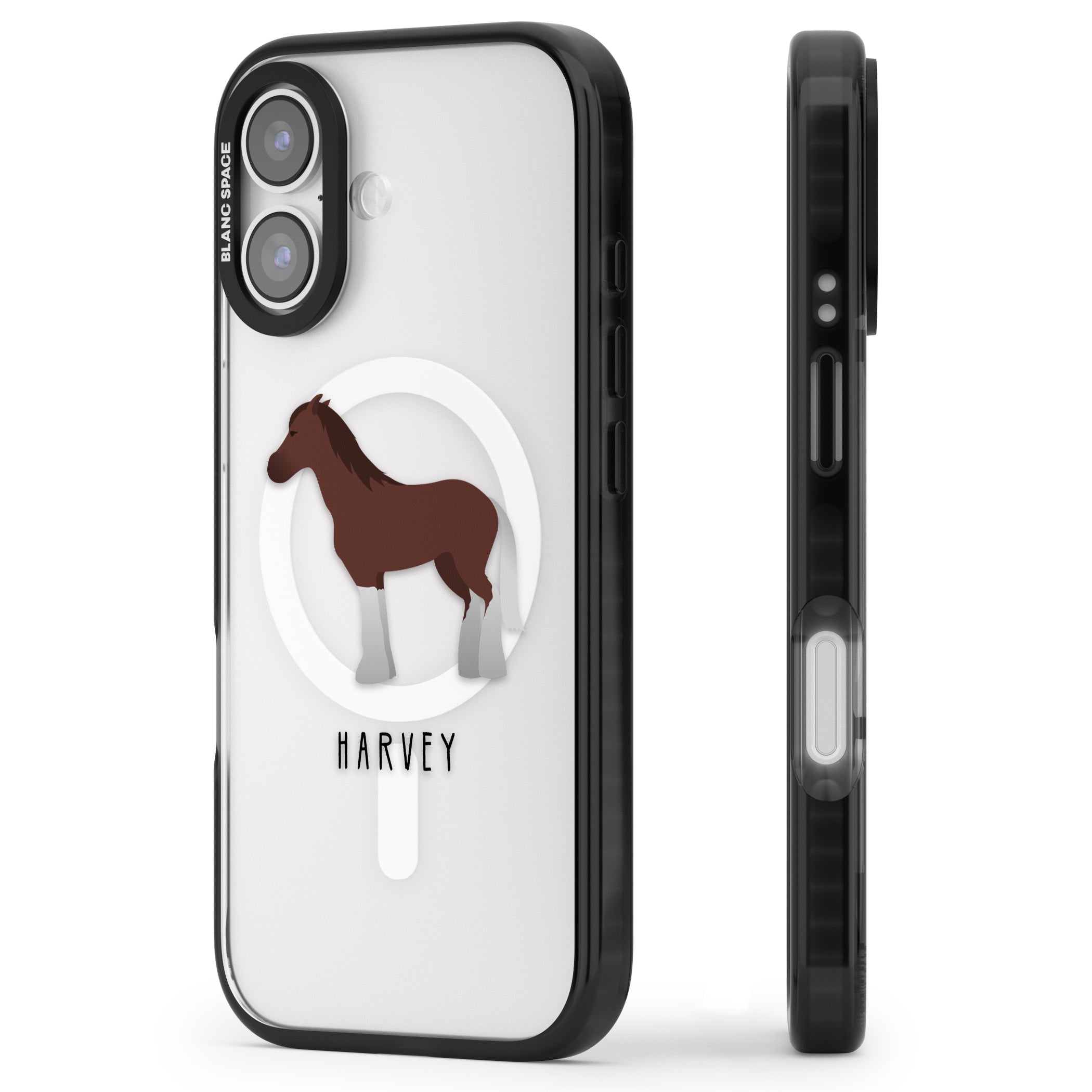Personalised Brown Horse iPhone 17 Impact Pro Black Phone Case Side Profile