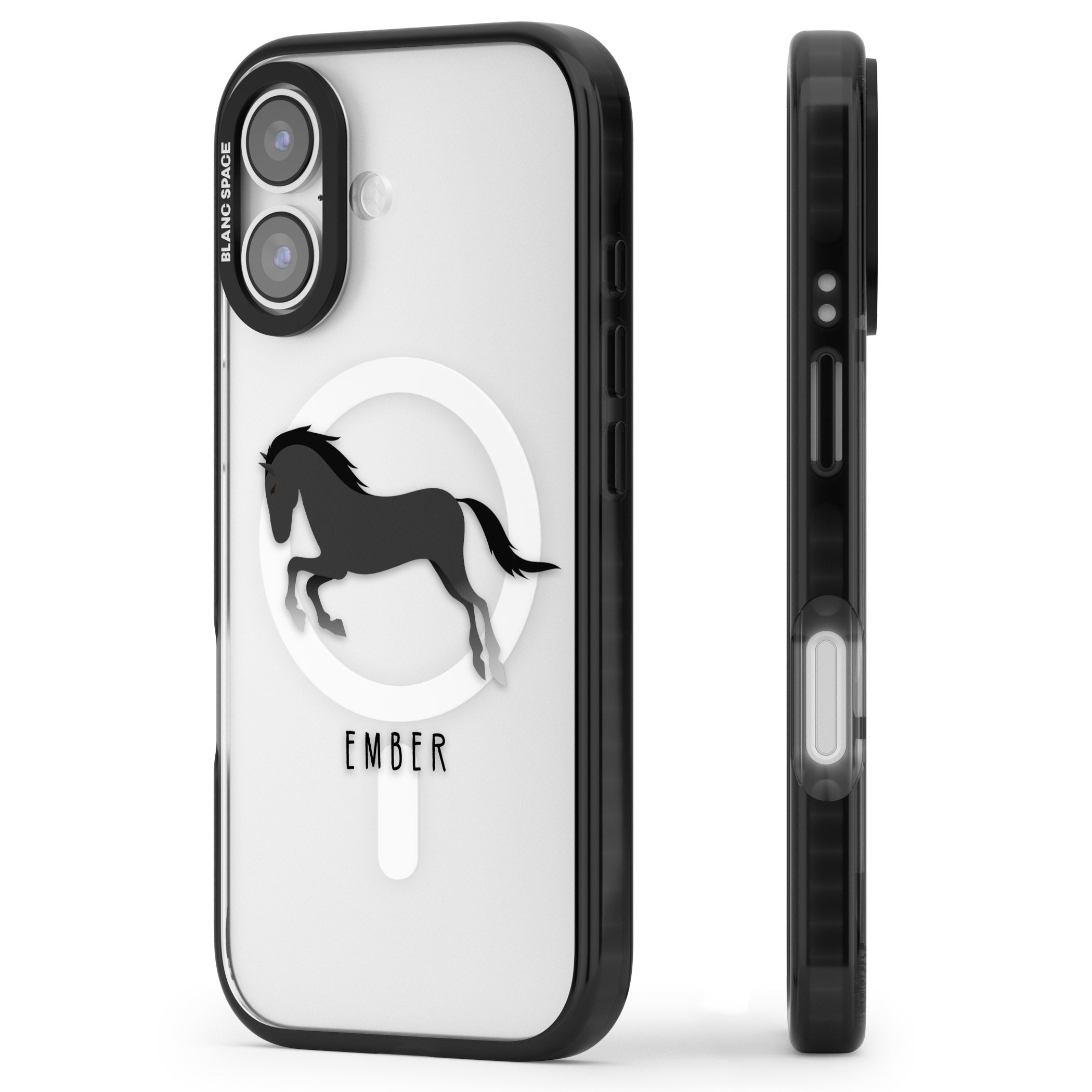 Personalised Black Horse iPhone 17 Impact Pro Black Phone Case Side Profile