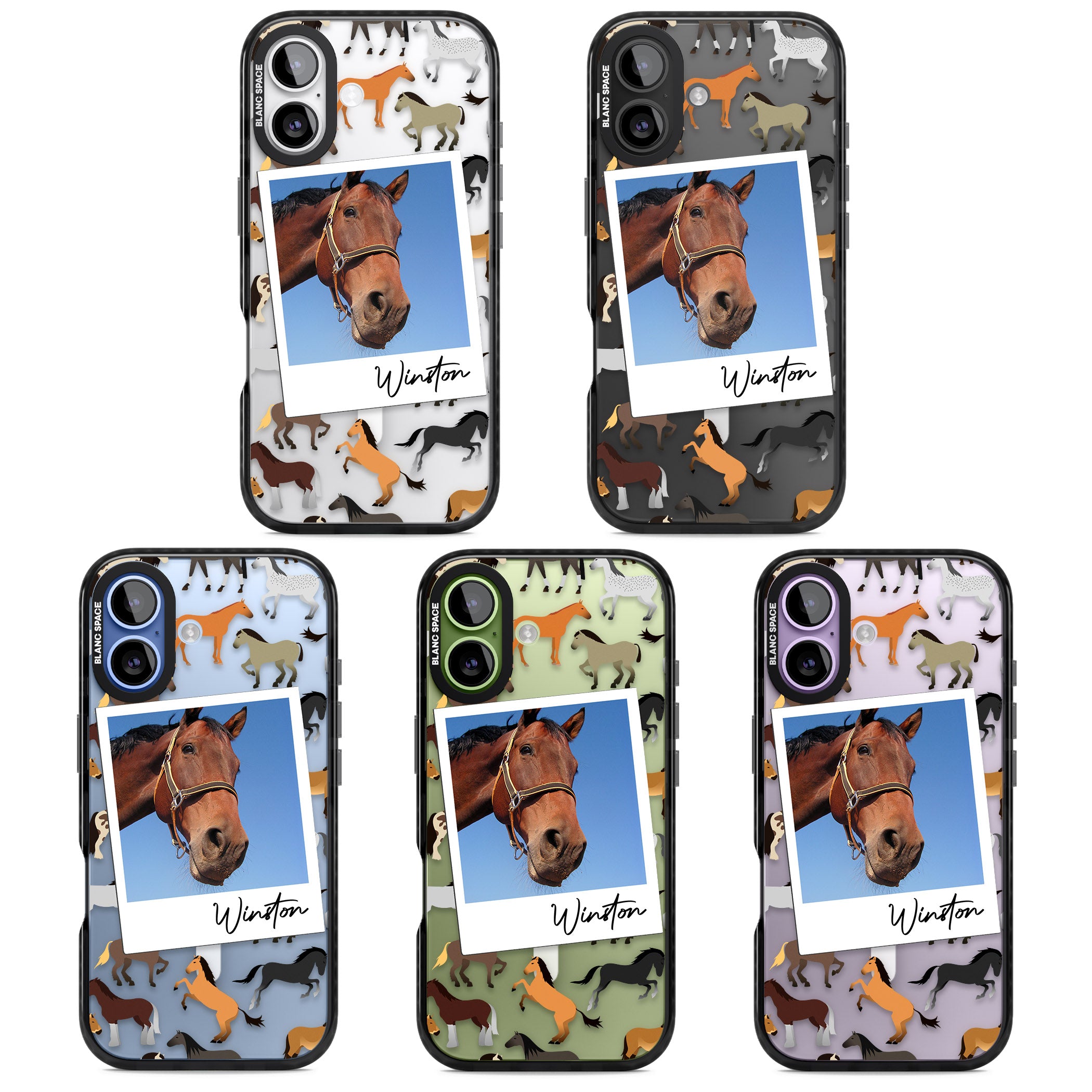 Personalised Horse Polaroid iPhone 17 Impact Pro Black Phone Case APT Impact Protection