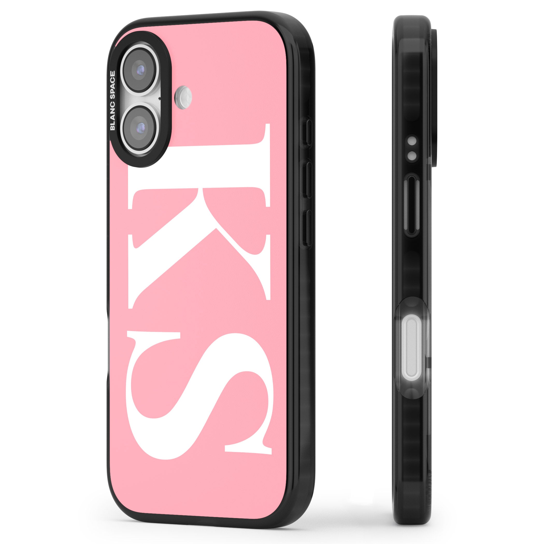Personalised White & Pink Letters iPhone 17 Impact Pro Black Phone Case Side Profile