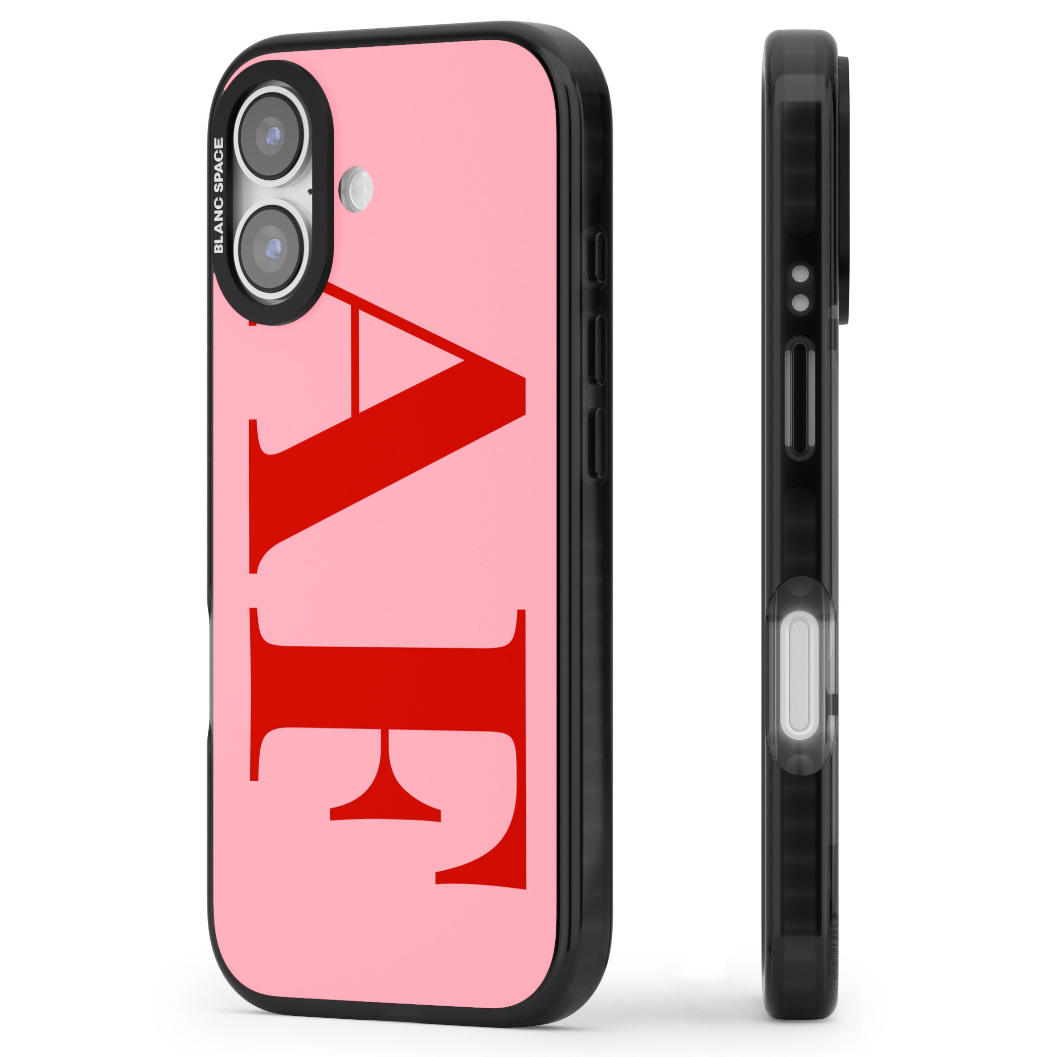 Personalised Red & Pink Letters iPhone 17 Impact Pro Black Phone Case Side Profile