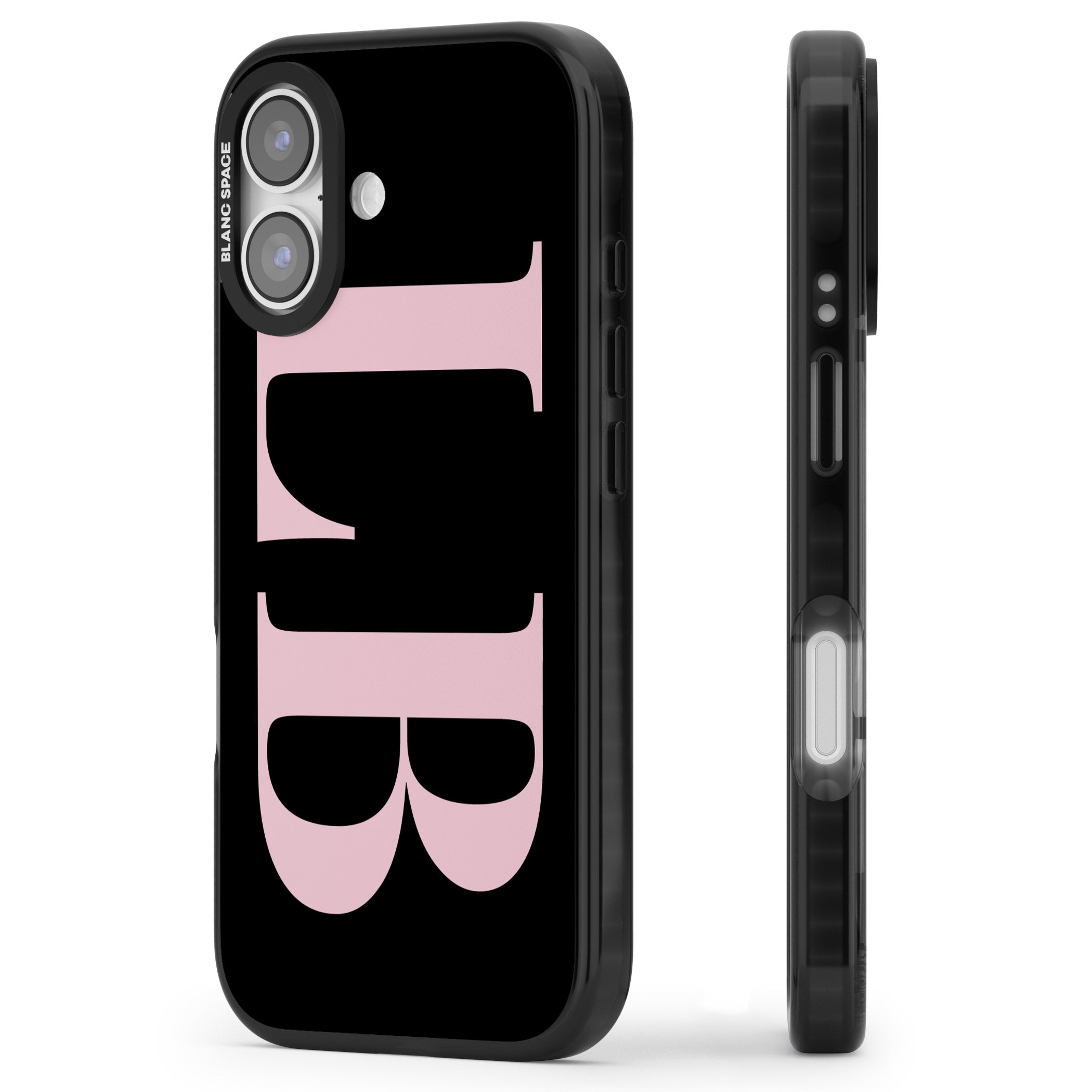 Personalised Pink & Black Green Letters iPhone 17 Impact Pro Black Phone Case Side Profile