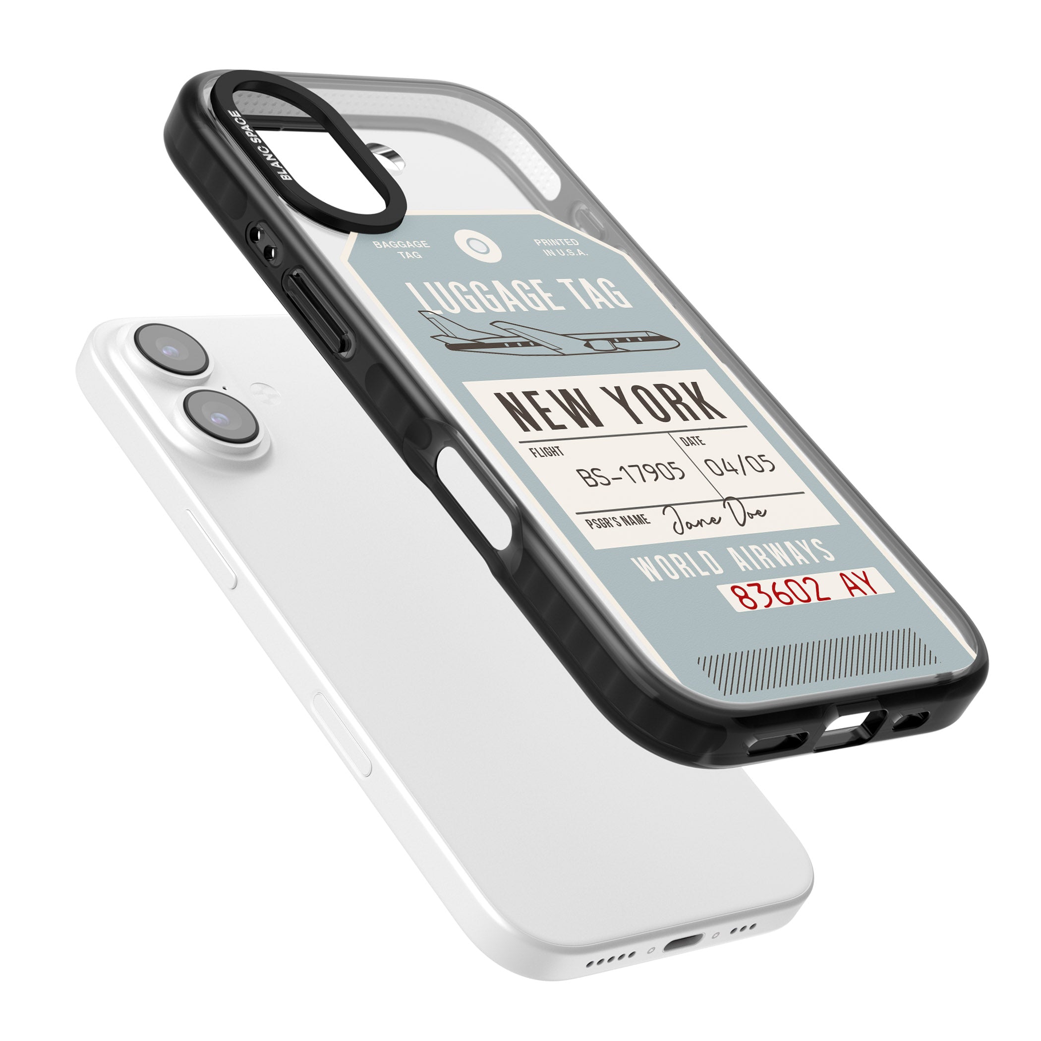 Personalised Vintage Usa Luggage Tag iPhone 17 Impact Pro Black Phone Case Colours