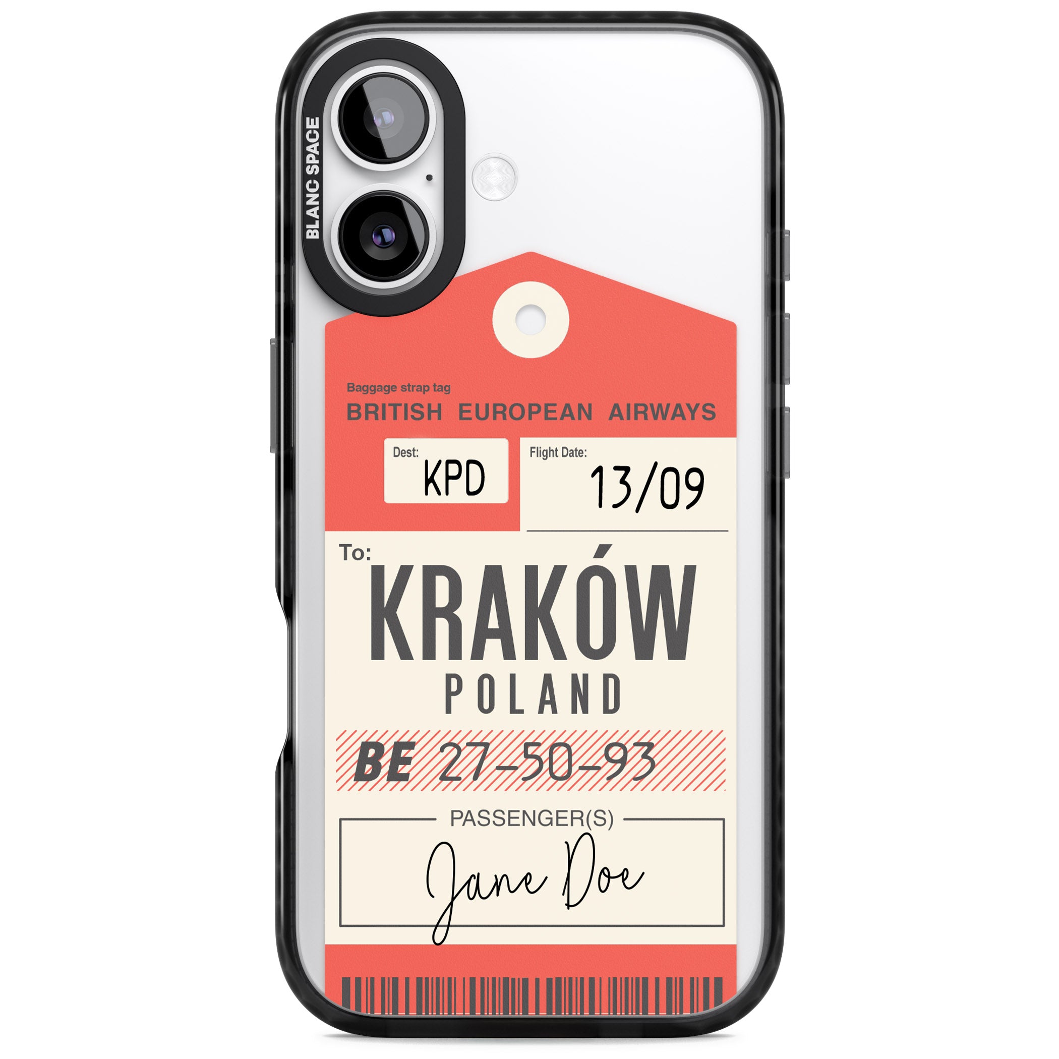 Personalised Vintage Bea Luggage Tag iPhone 17 Impact Pro Black Phone Case