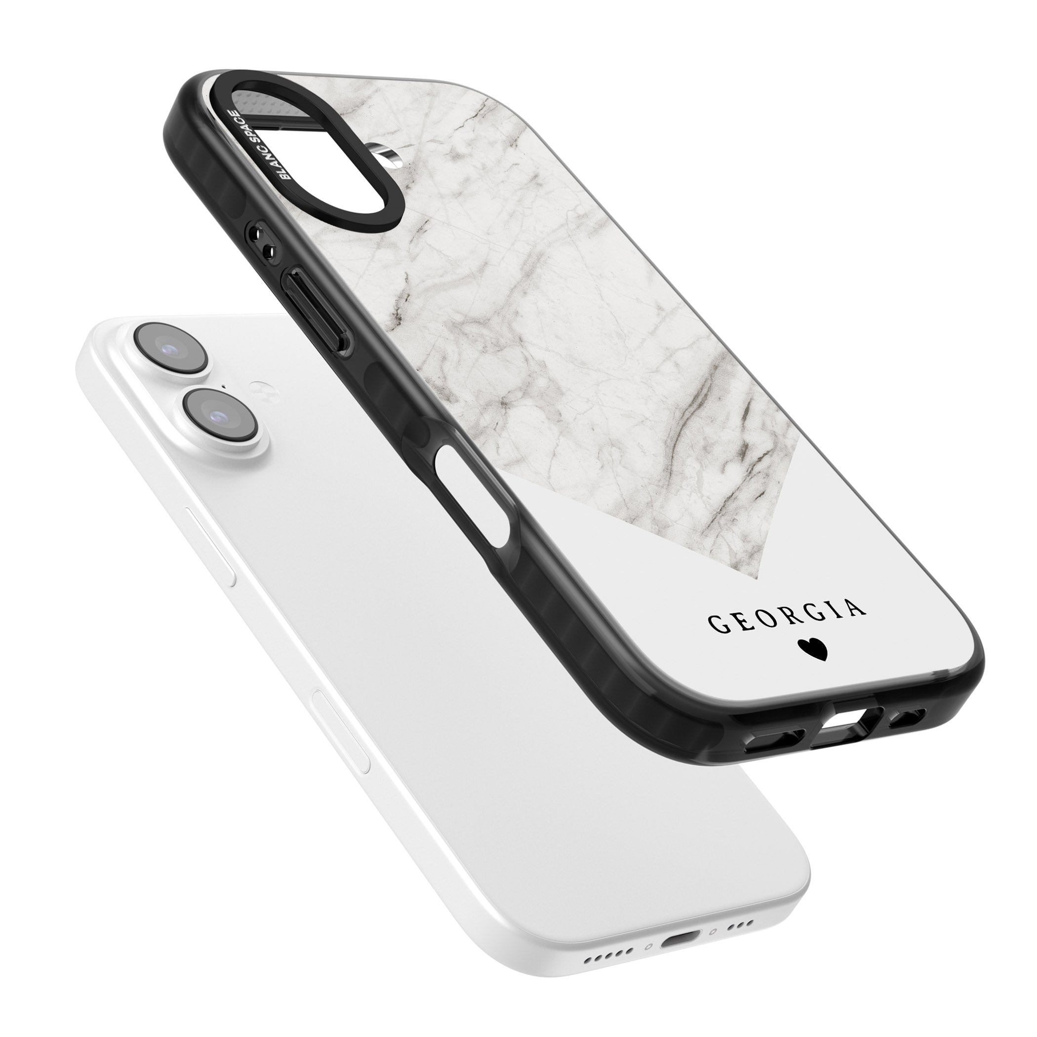 Personalised White Marble iPhone 17 Impact Pro Black Phone Case Colours