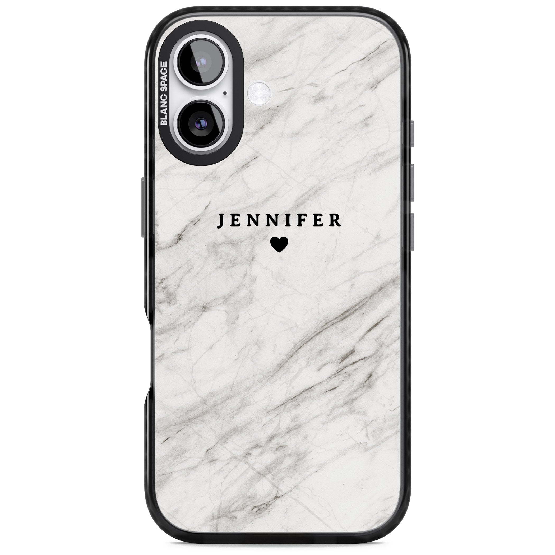 Personalised Light Grey Marble iPhone 17 Impact Pro Black Phone Case