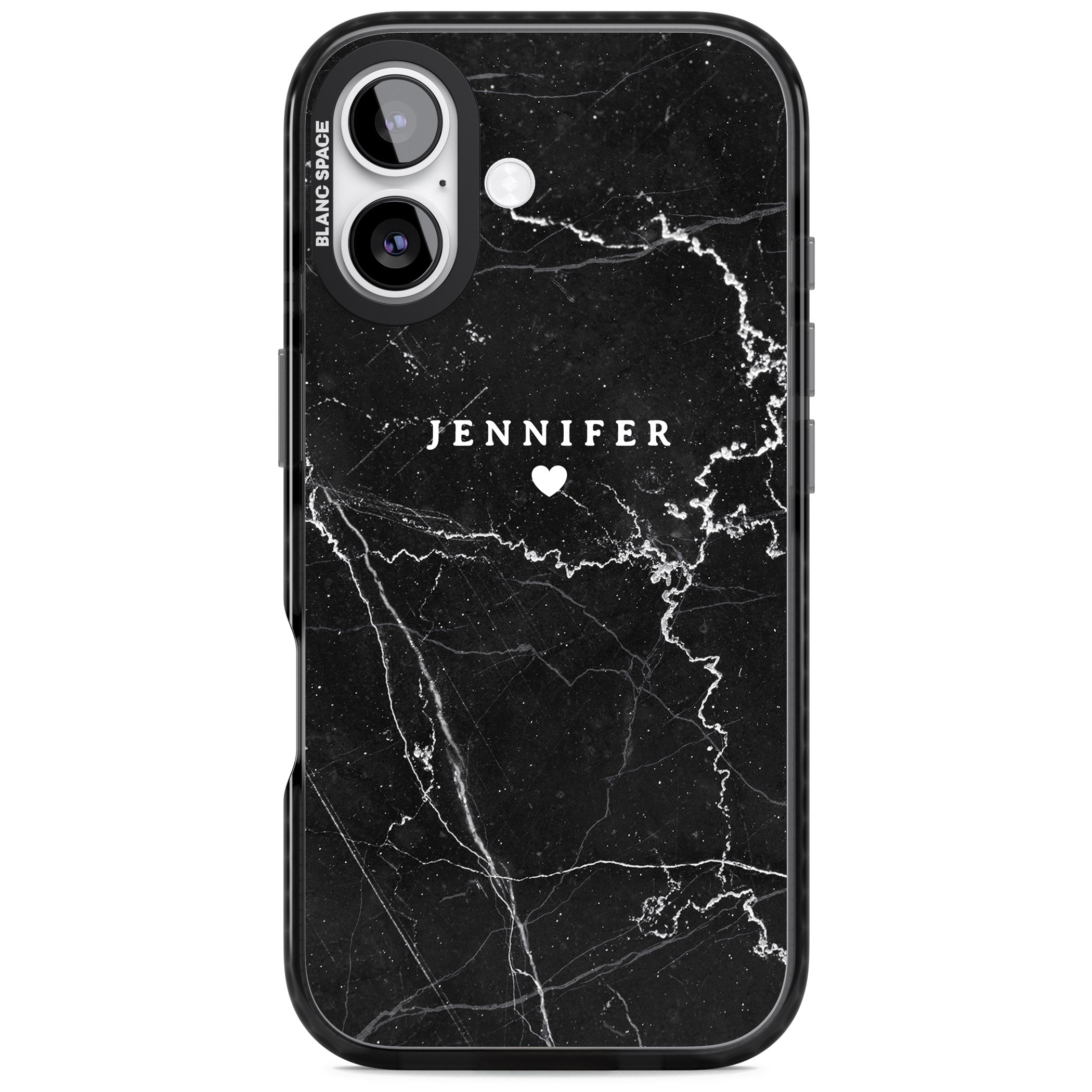 Personalised Black Marble iPhone 17 Impact Pro Black Phone Case