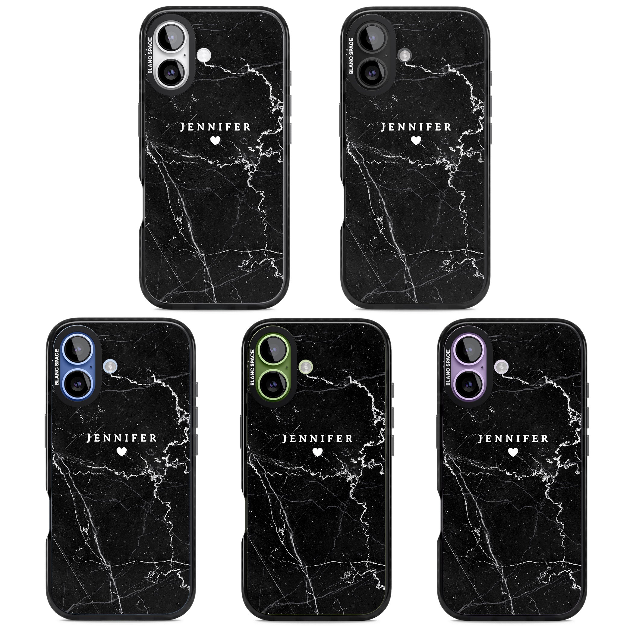 Personalised Black Marble iPhone 17 Impact Pro Black Phone Case APT Impact Protection