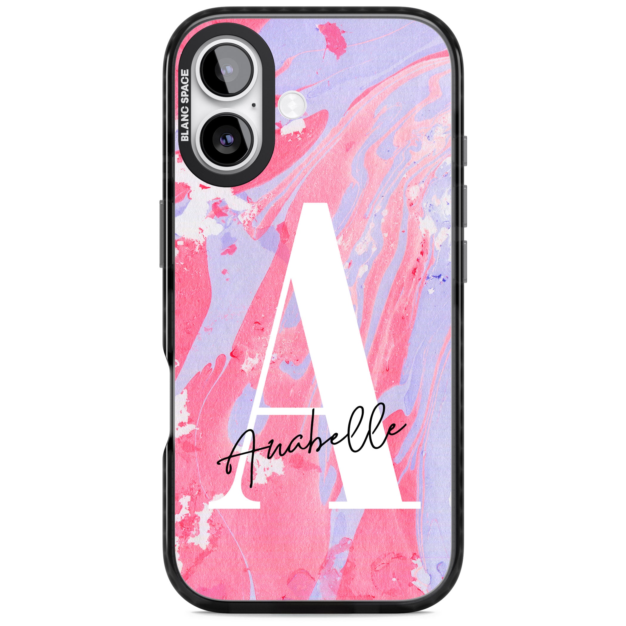 Personalised Pink & Purple Marble iPhone 17 Impact Pro Black Phone Case