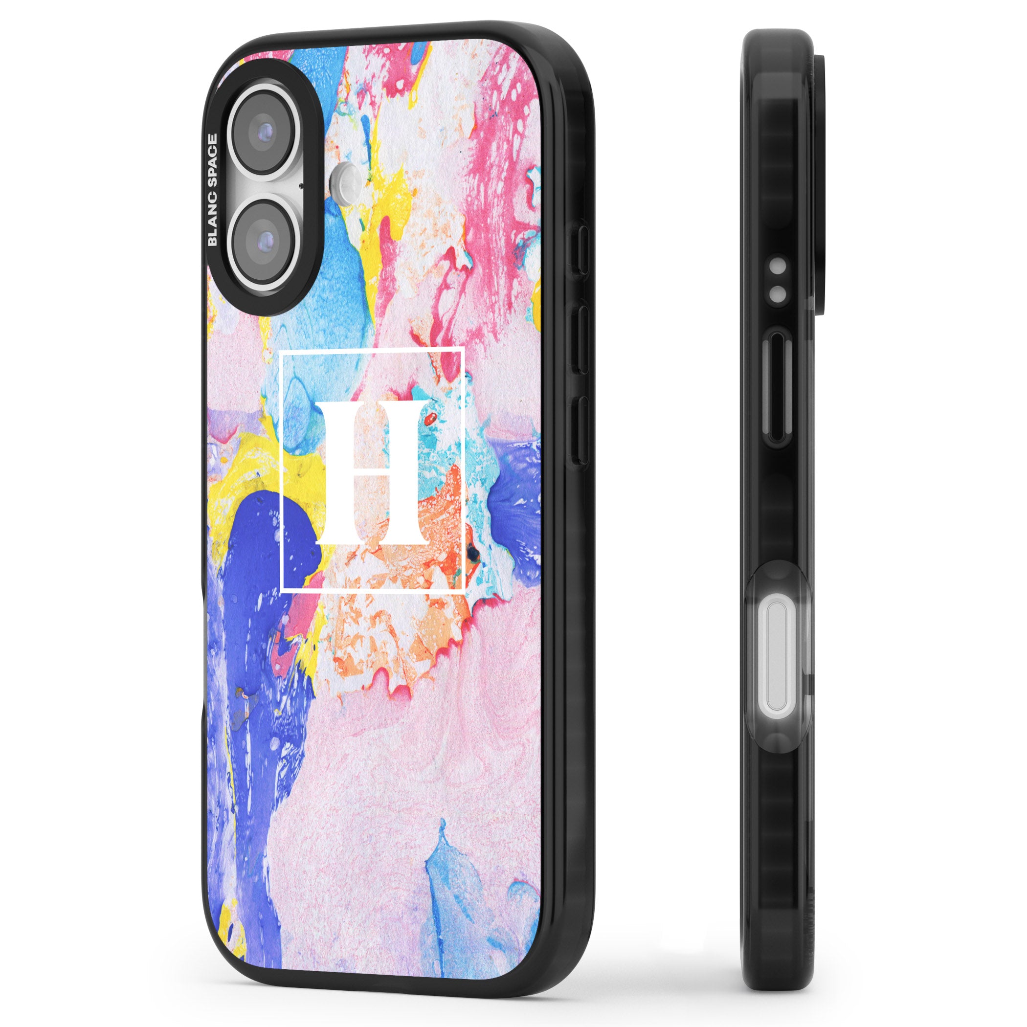 Personalised Pastel Marble Mix iPhone 17 Impact Pro Black Phone Case Side Profile