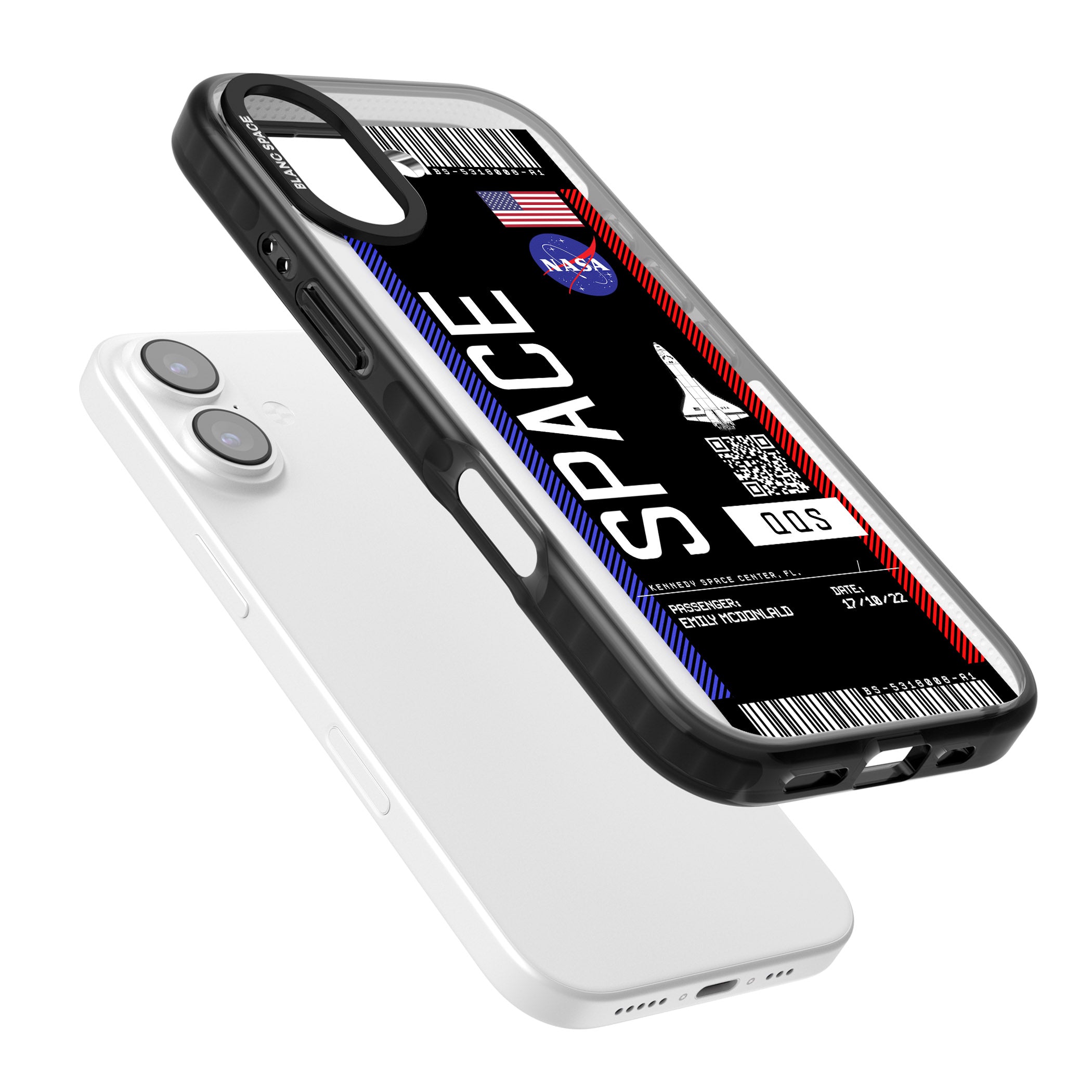 Personalised Nasa Boarding Pass (Dark) iPhone 17 Impact Pro Black Phone Case Colours