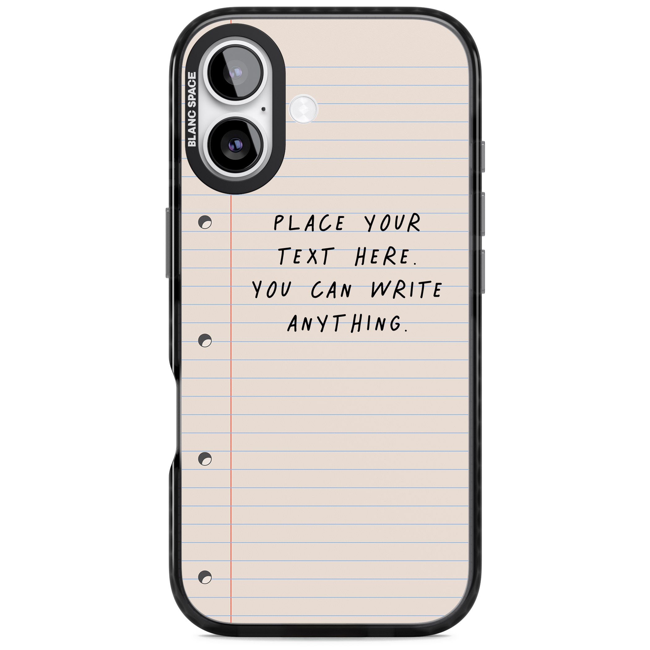 Personalised Lined Paper iPhone 17 Impact Pro Black Phone Case