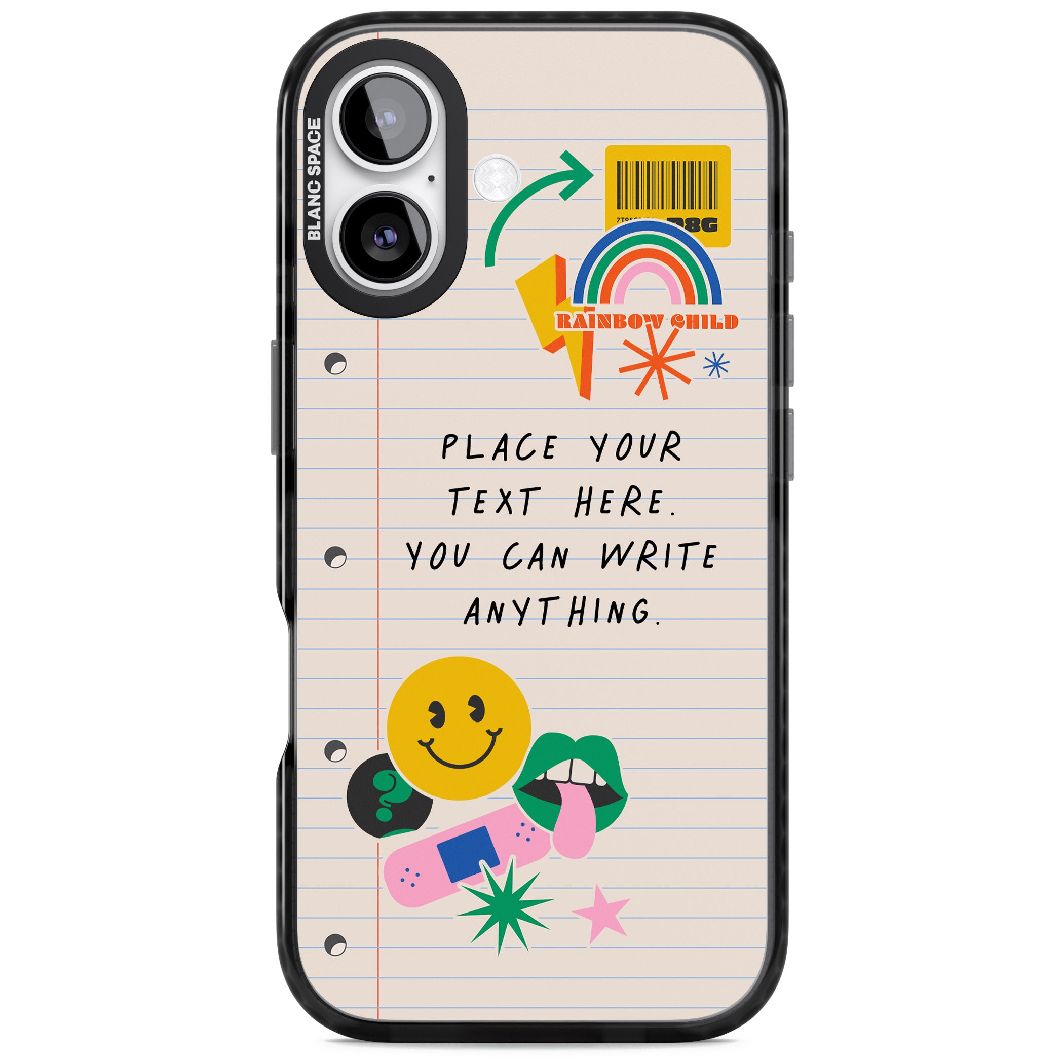 Personalised Retro Rainbow Fun iPhone 17 Impact Pro Black Phone Case
